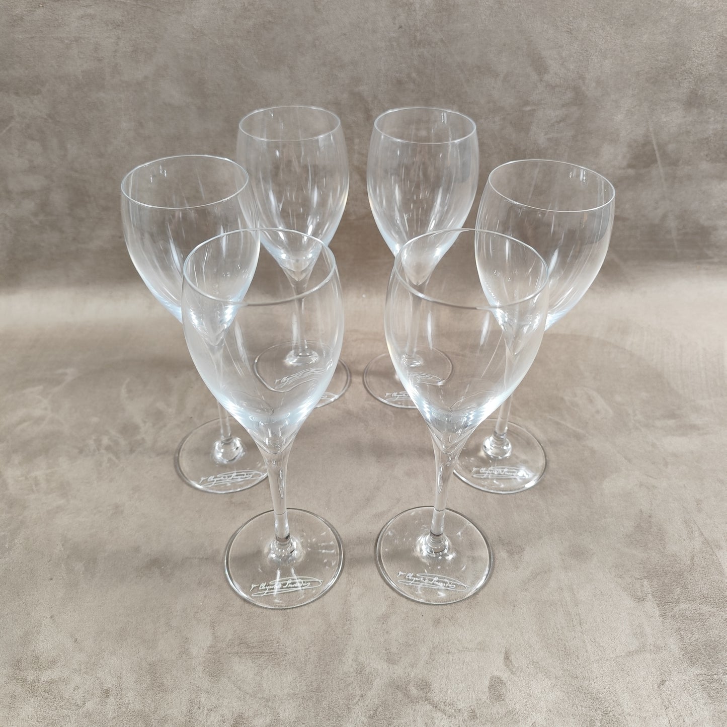 RARE Lot de 6 Flûtes Veuve Clicquot en cristal vintage made in France Années 1950