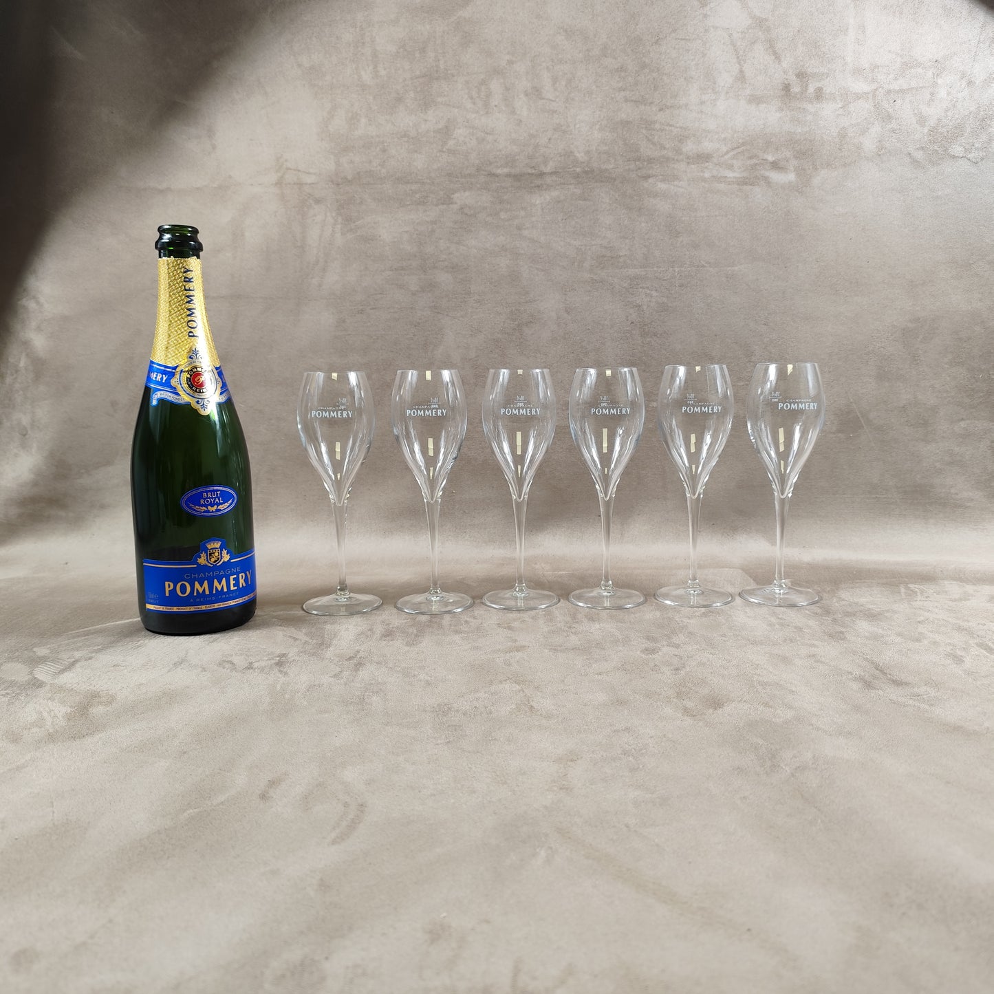 Lot de 6 flutes en verre Champagne Pommery vintage Made in France