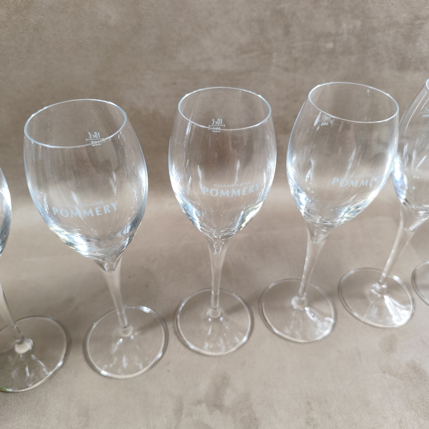 Lot de 6 flutes en verre Champagne Pommery vintage Made in France