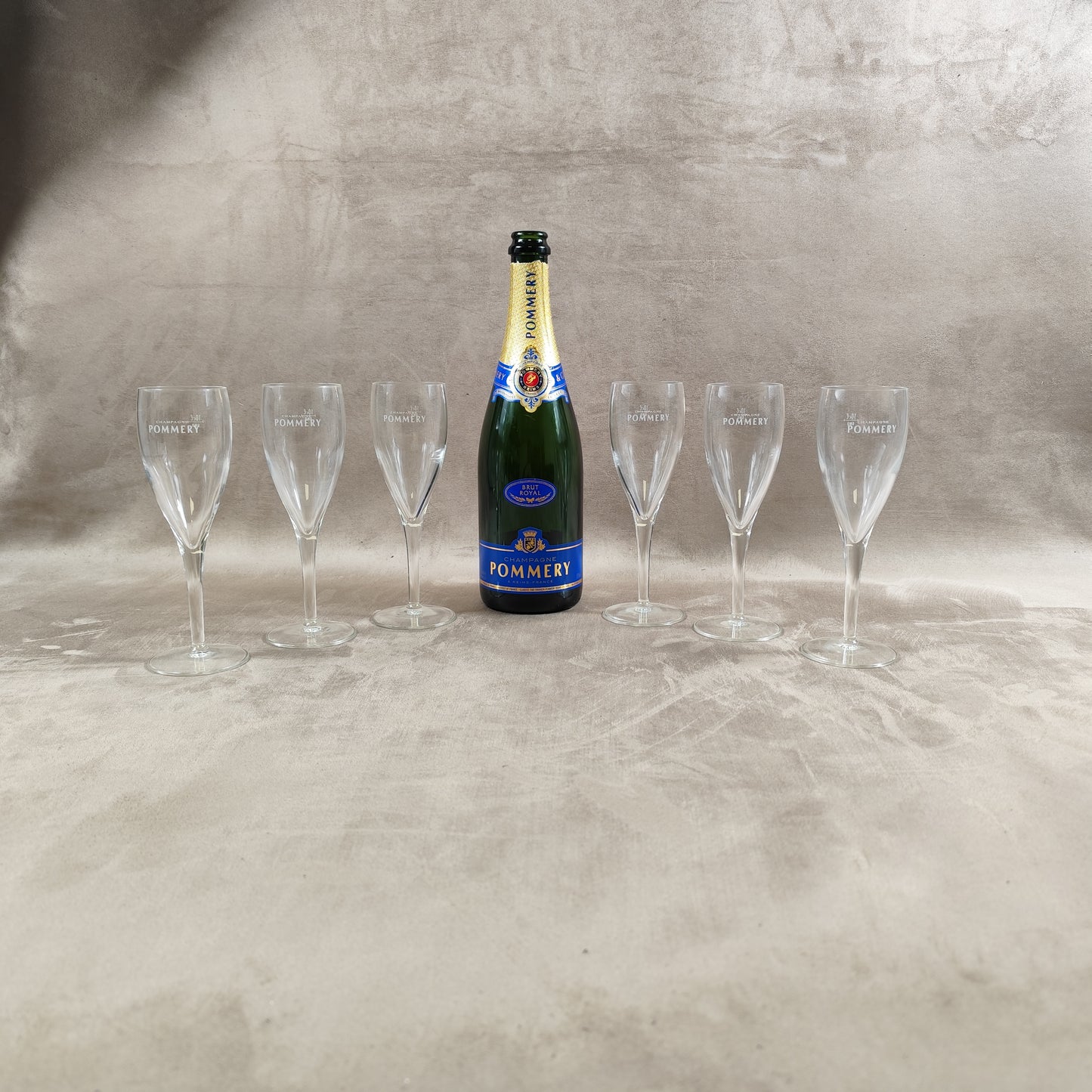 Lot de 6 flutes en verre Champagne Pommery vintage Made in France