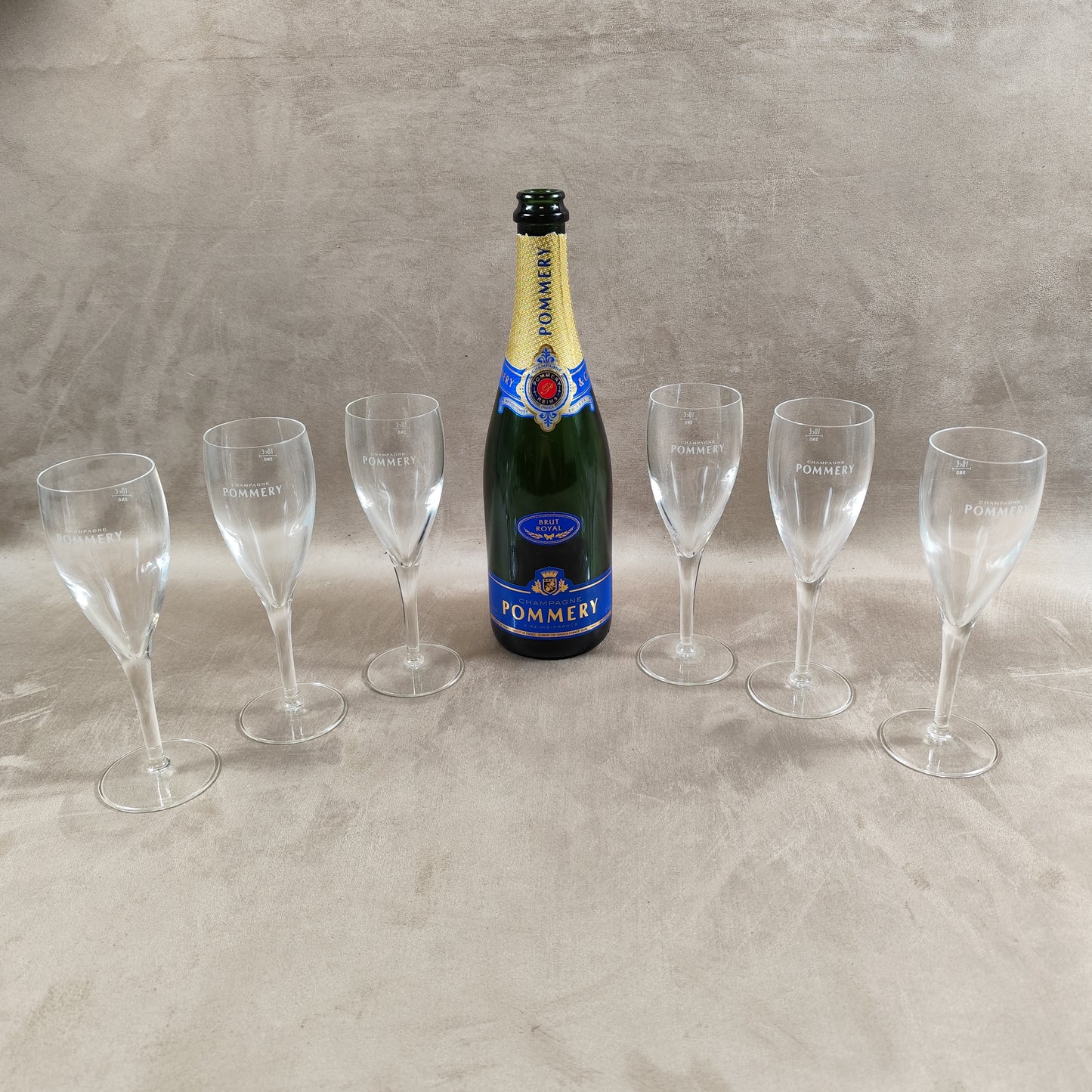 Lot de 6 flutes en verre Champagne Pommery vintage Made in France