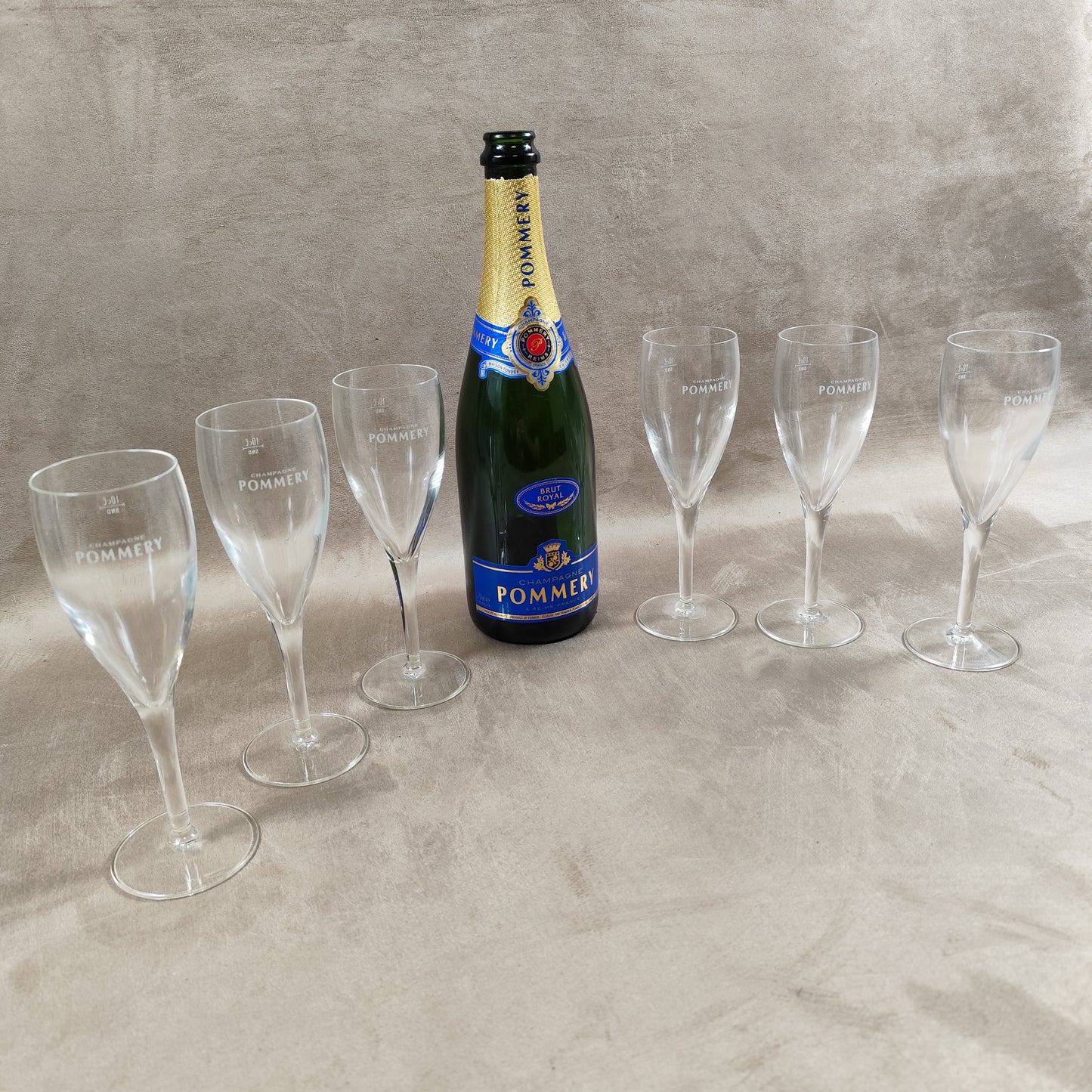 Lot de 6 flutes en verre Champagne Pommery vintage Made in France