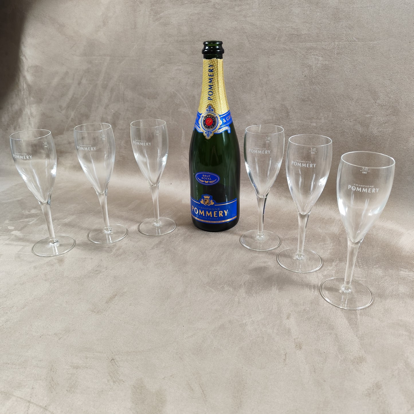 Lot de 6 flutes en verre Champagne Pommery vintage Made in France