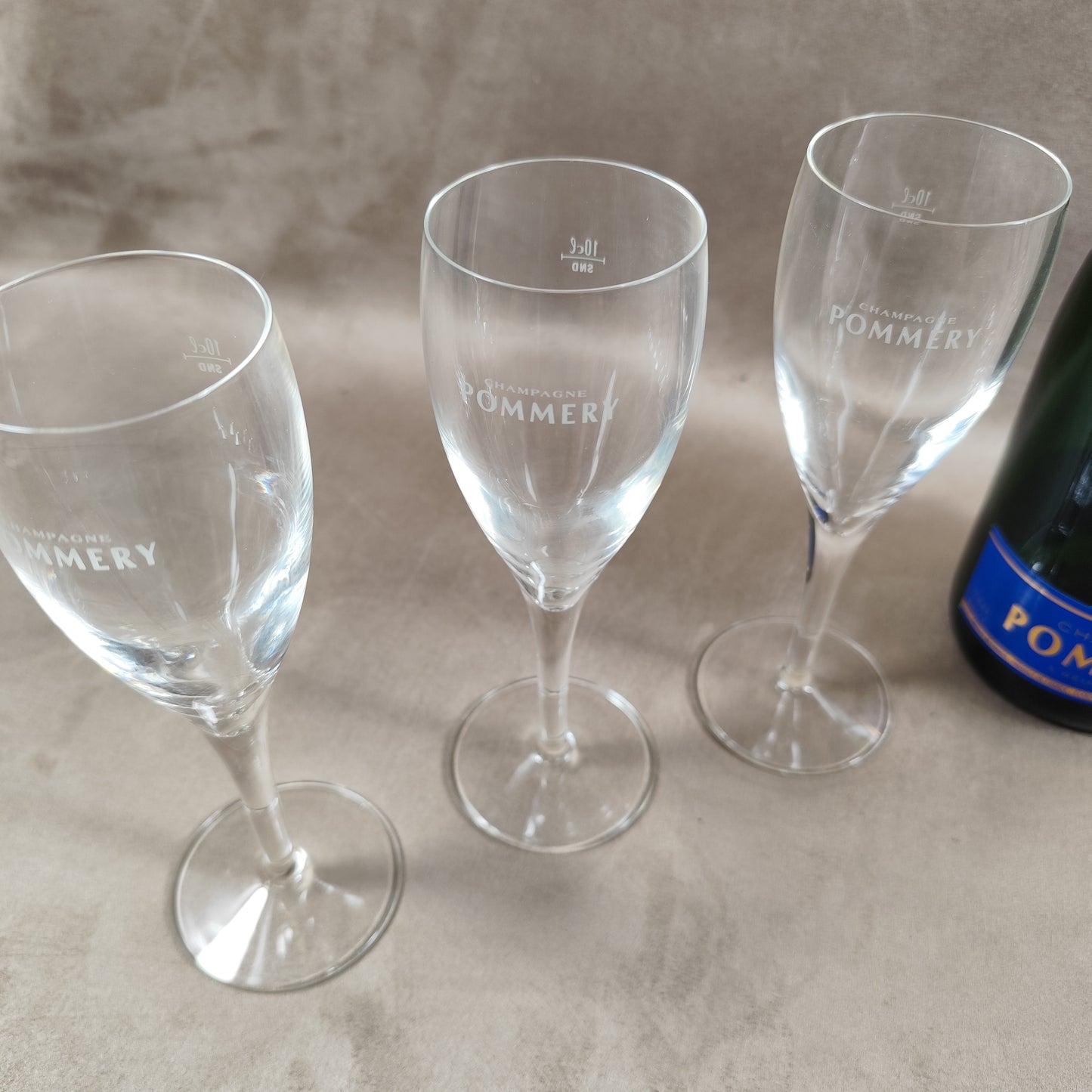 Lot de 6 flutes en verre Champagne Pommery vintage Made in France