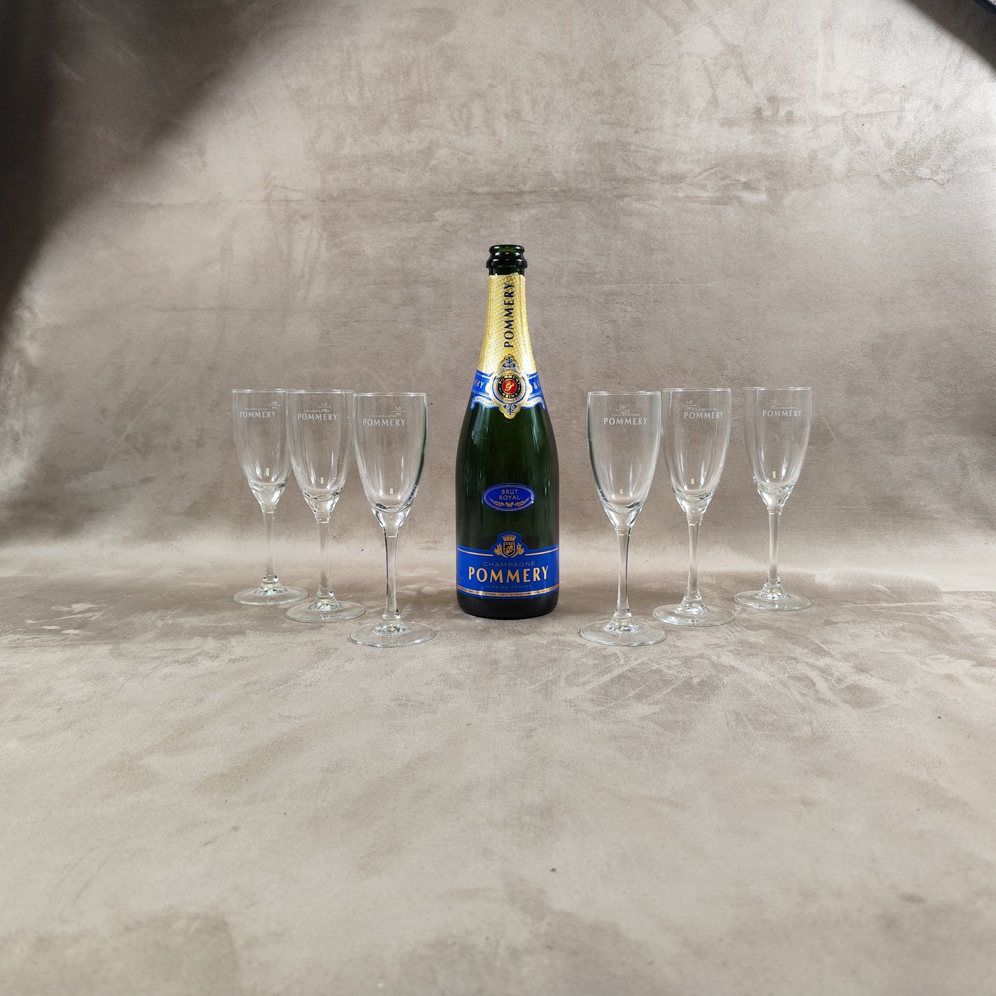 Lot de 6 flutes en verre Champagne Pommery vintage Made in France