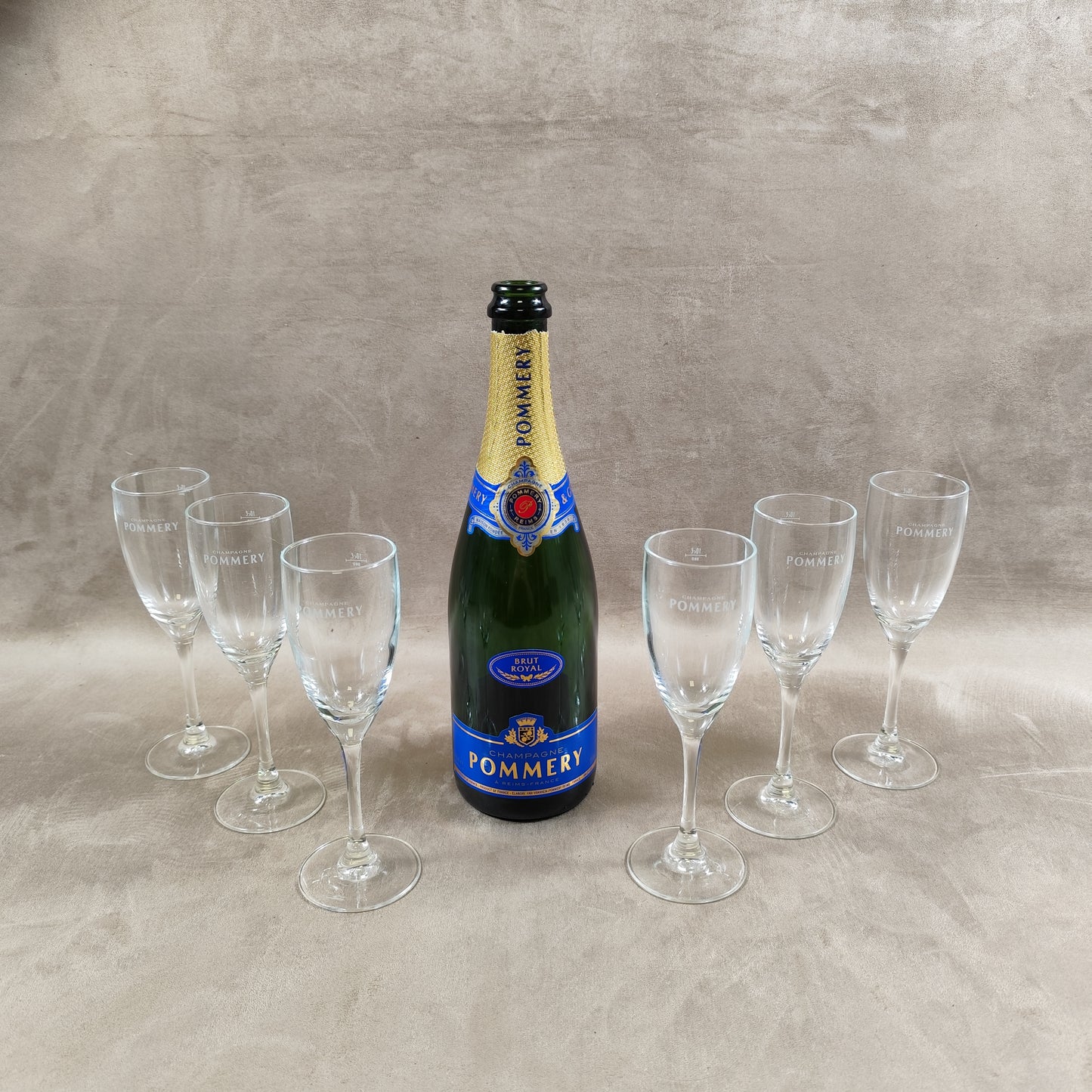 Lot de 6 flutes en verre Champagne Pommery vintage Made in France