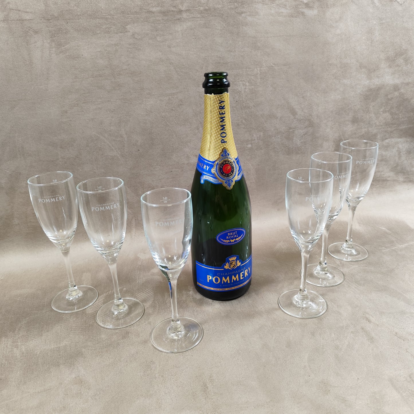 Lot de 6 flutes en verre Champagne Pommery vintage Made in France