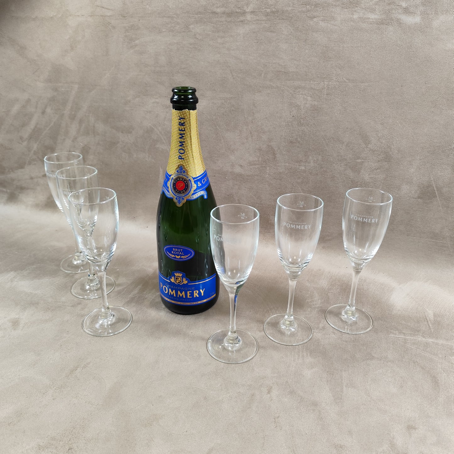 Lot de 6 flutes en verre Champagne Pommery vintage Made in France