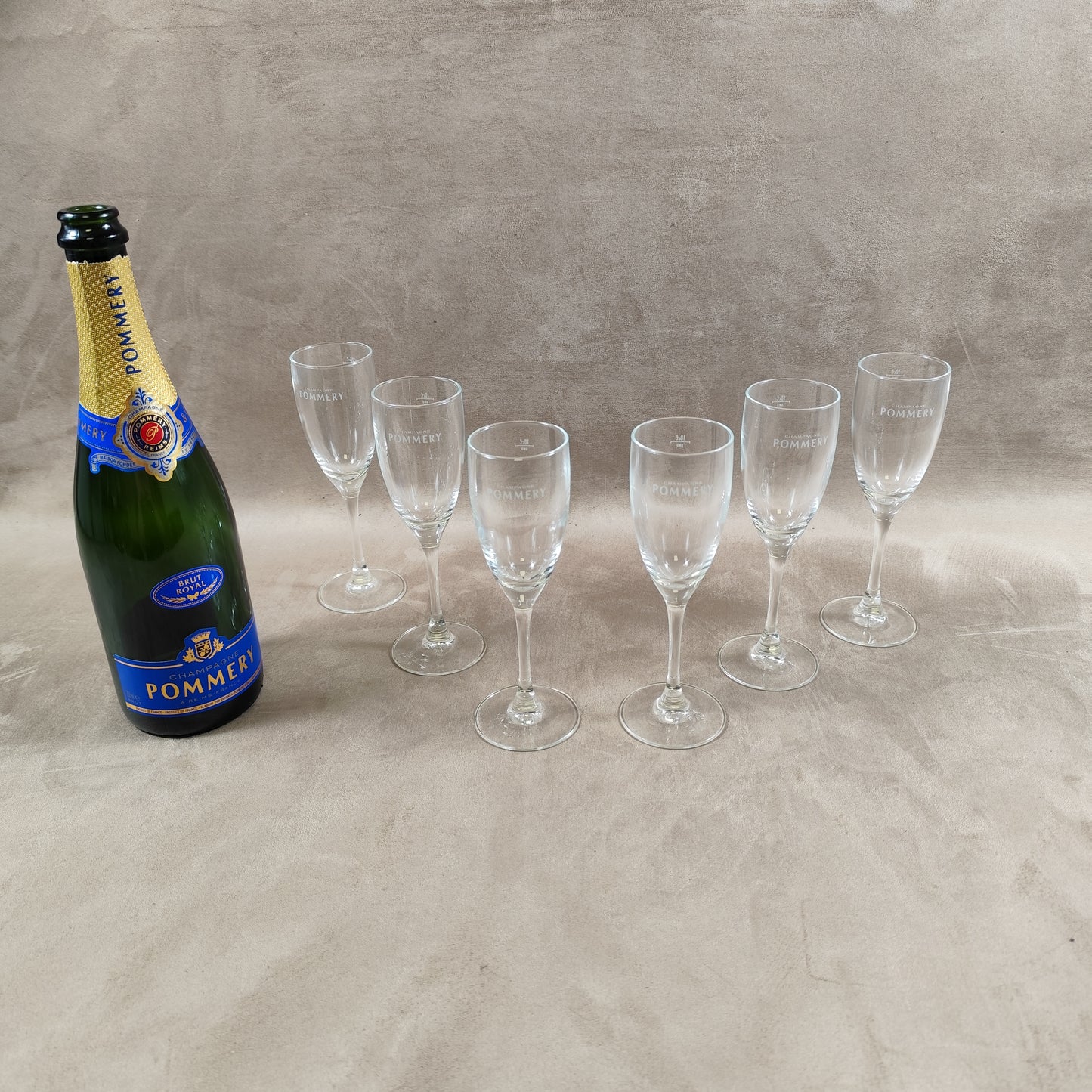 Lot de 6 flutes en verre Champagne Pommery vintage Made in France