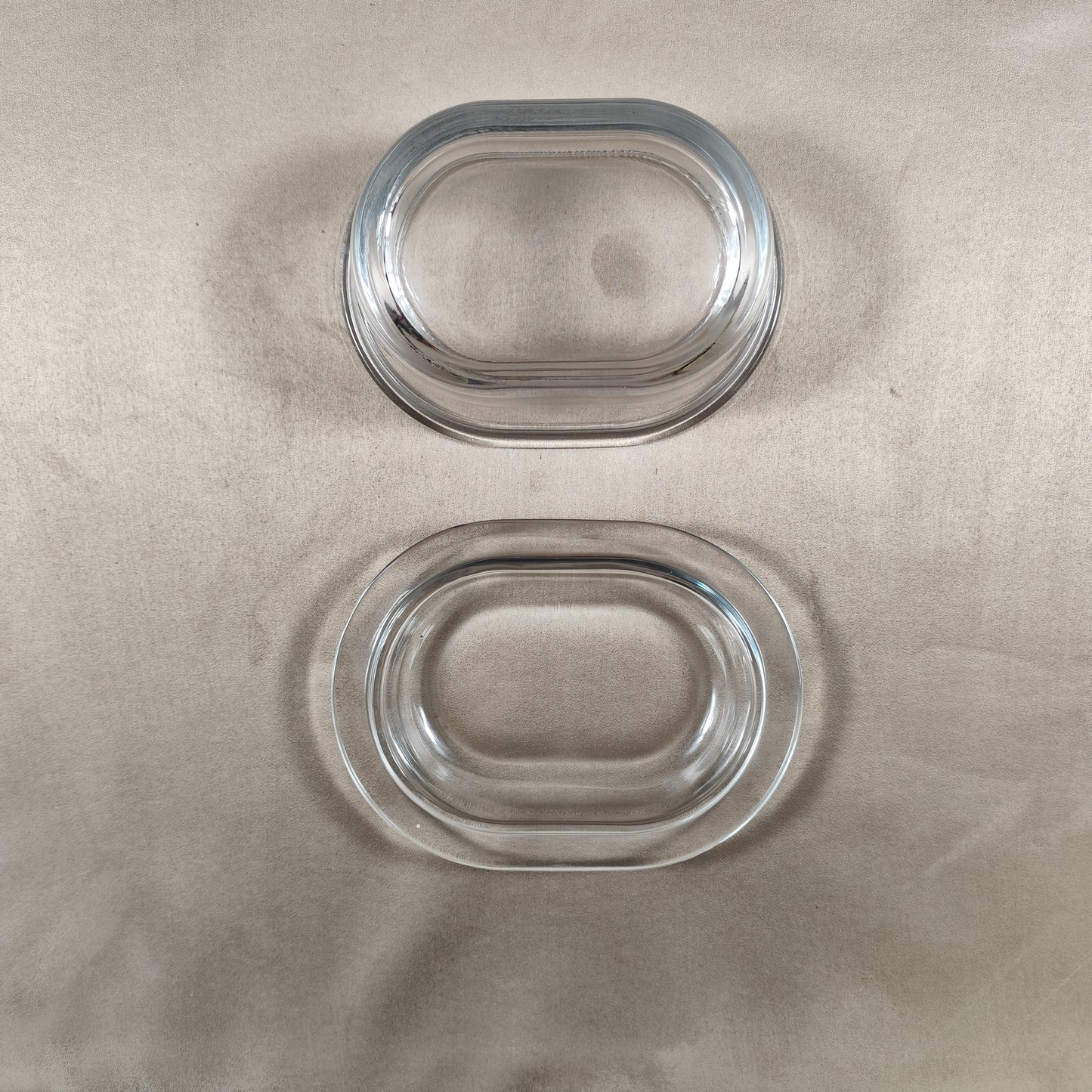 Designer box in thick curved glass with lid, multi-purpose glass container Vintage