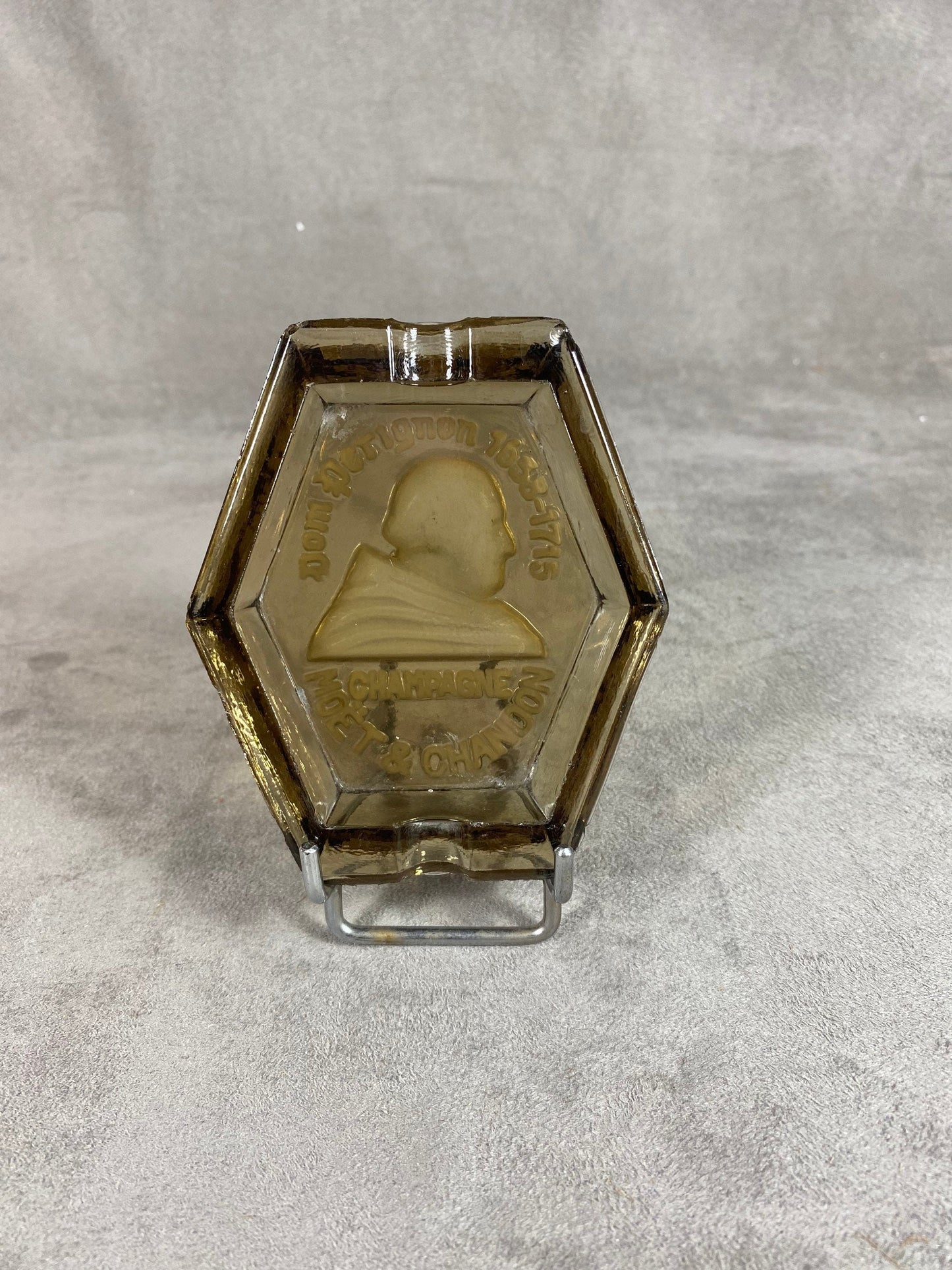 Moët&Chandon Französischer Aschenbecher, Depressionsglas, Champagner Dom Perignon um 1930