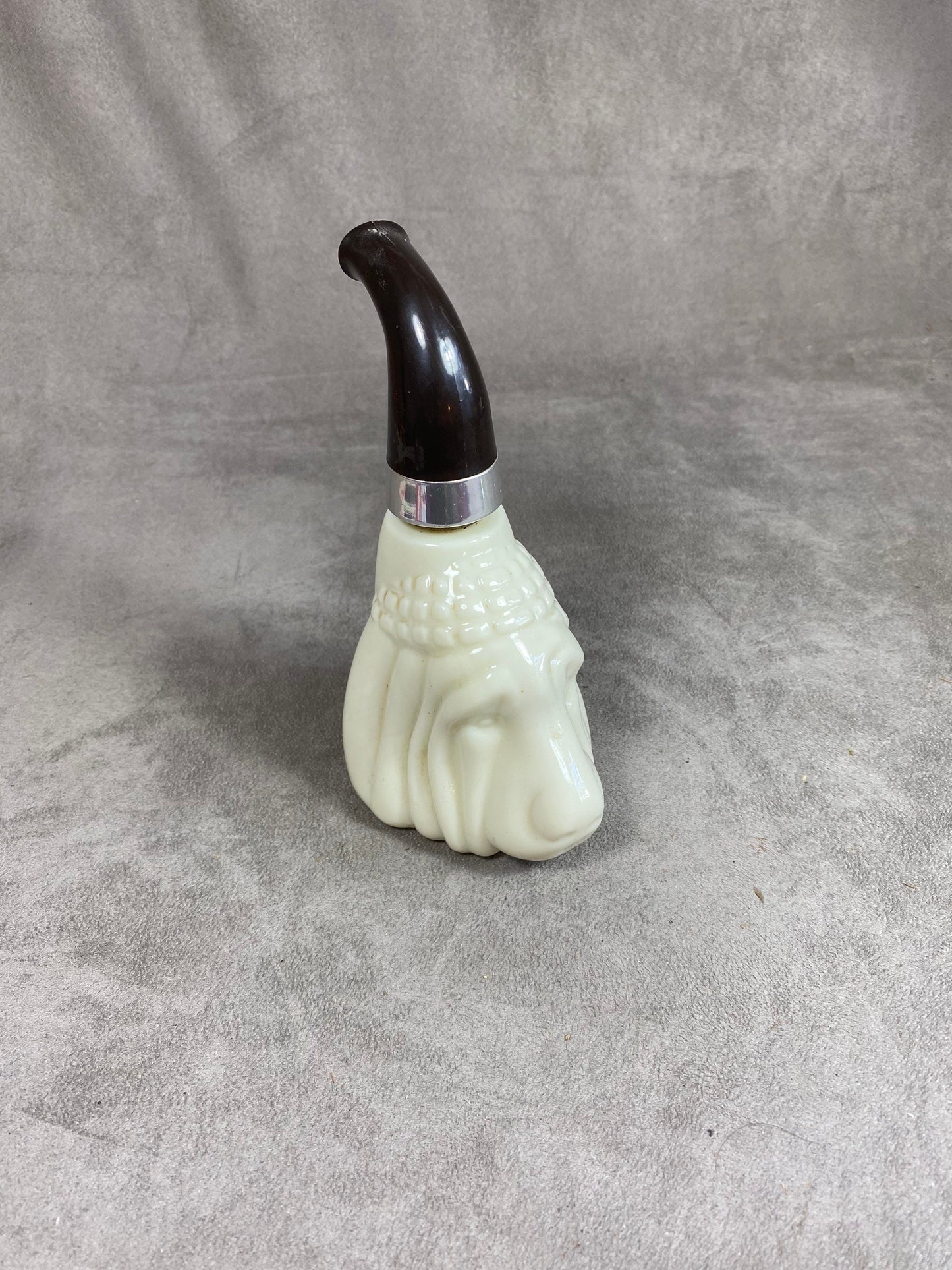 Vintage 1960s Avon Plastic and Glass Dog Head Pipe Shaped Aftershave Bottle