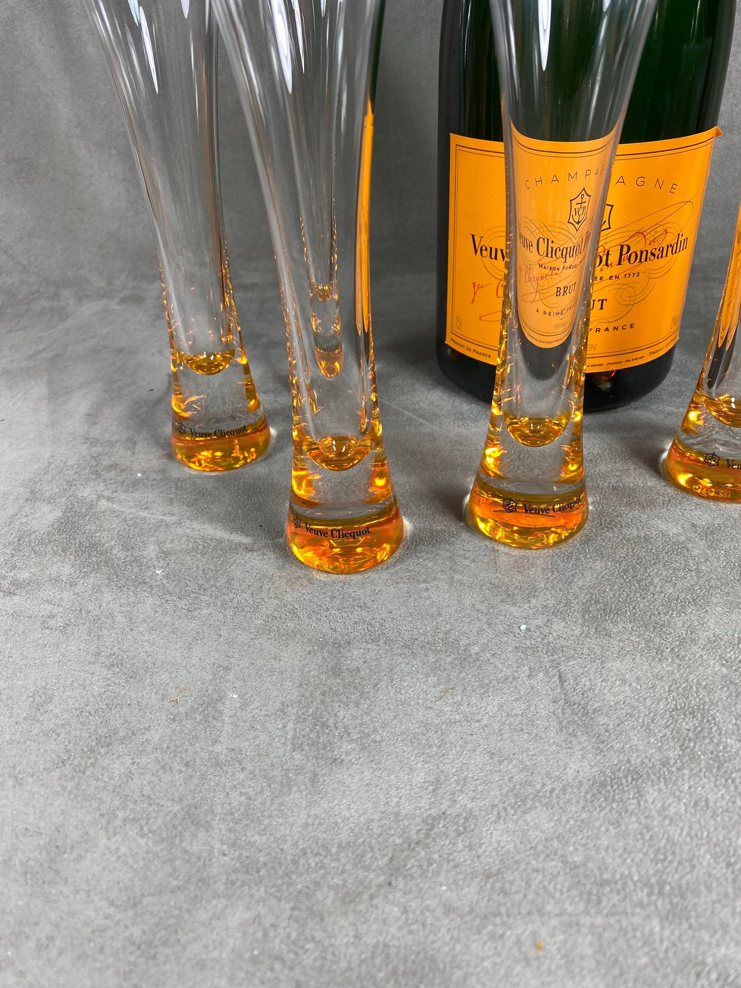 RARE 6 Flûte Trendy Veuve Clicquot Ponsardin vintage en verre 1980