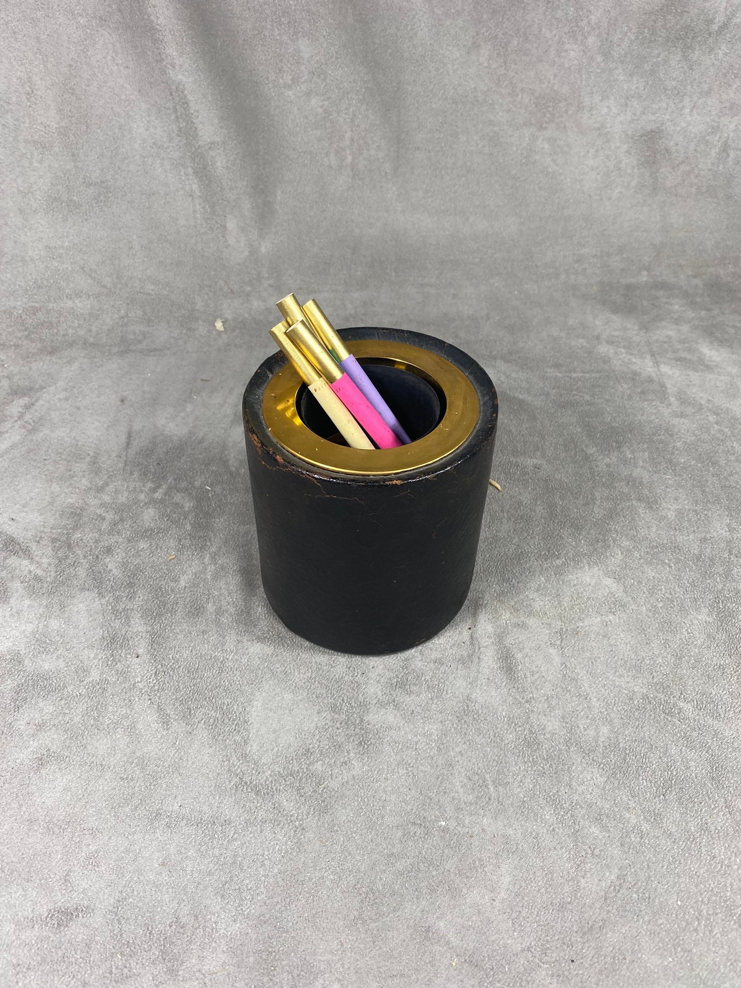 Vintage Brass and Leather Cigarette Dispenser Circa 1930