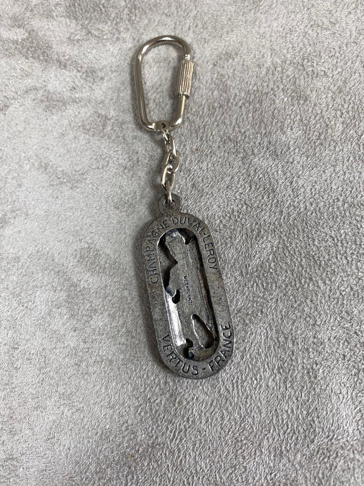 Duval-Leroy vintage metal key ring Made in France 1960s