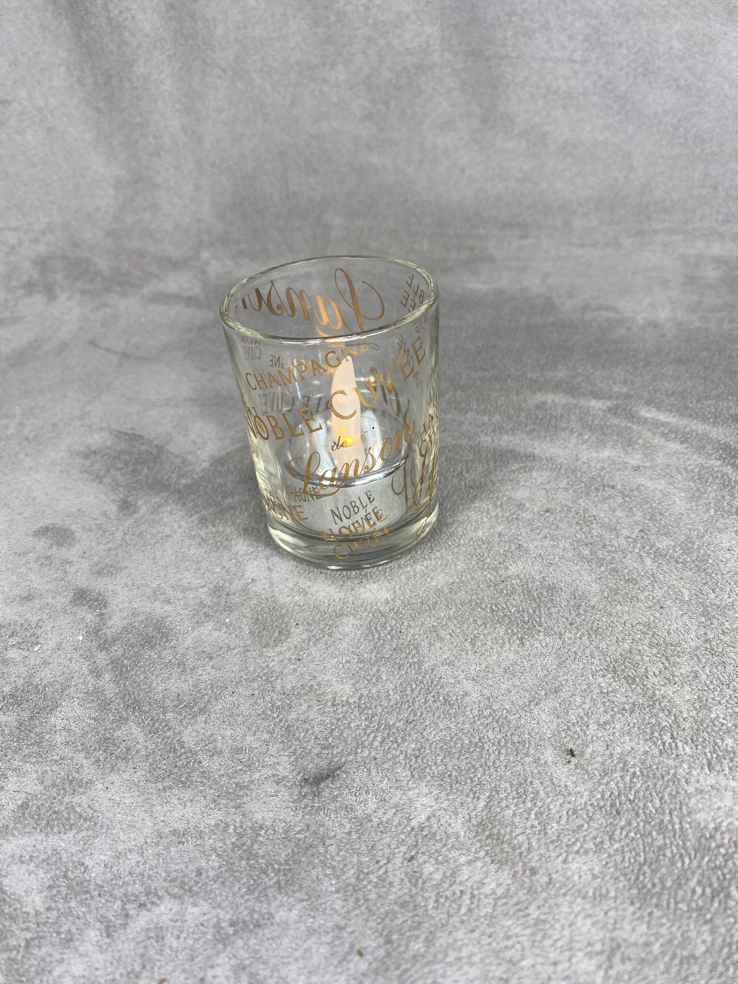 Photophore verre Noble Cuvée Champagne Lanson France vintage Made in France