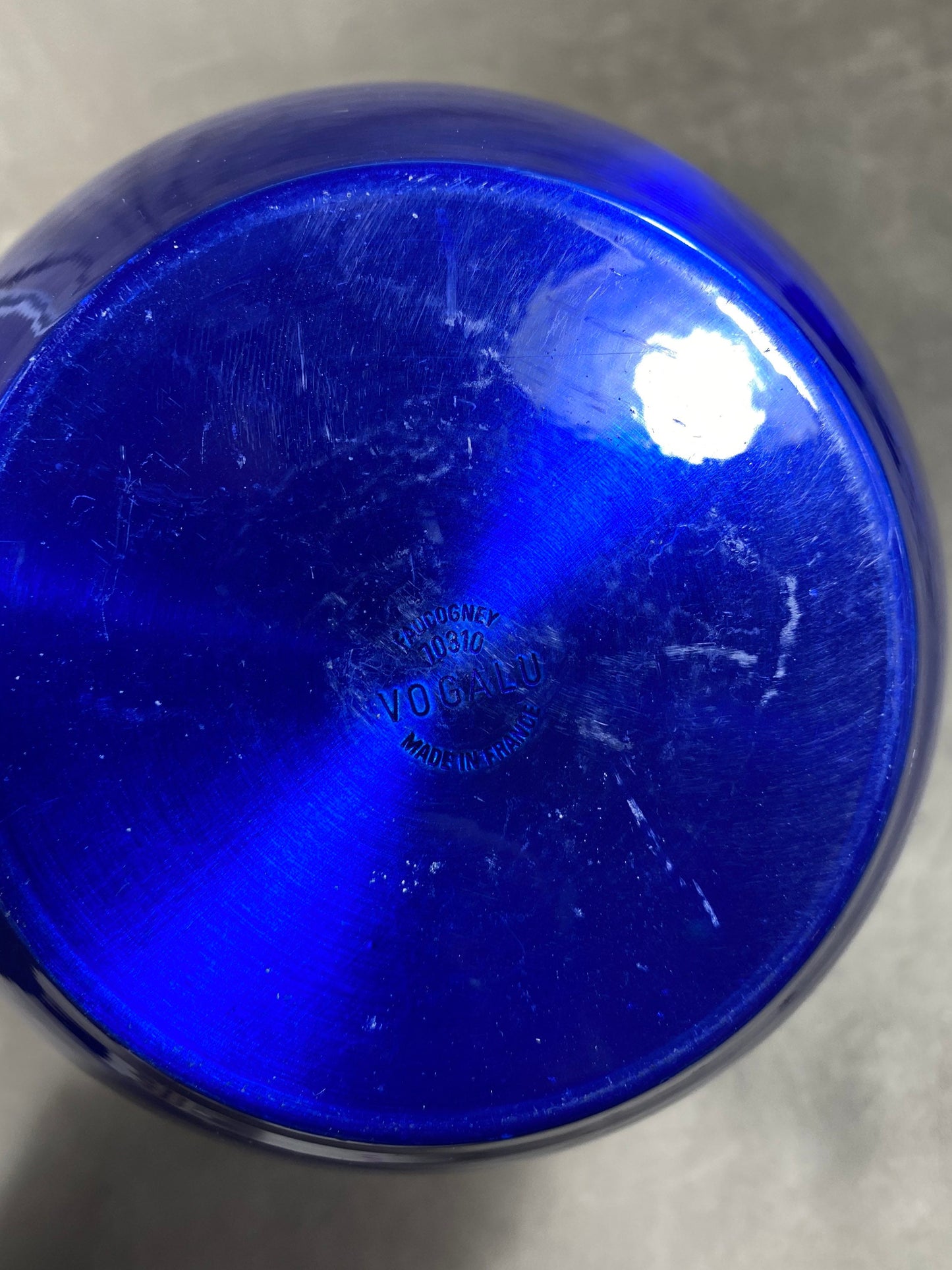 Seau à champagne Pommery bleu en aluminium vintage Made in France