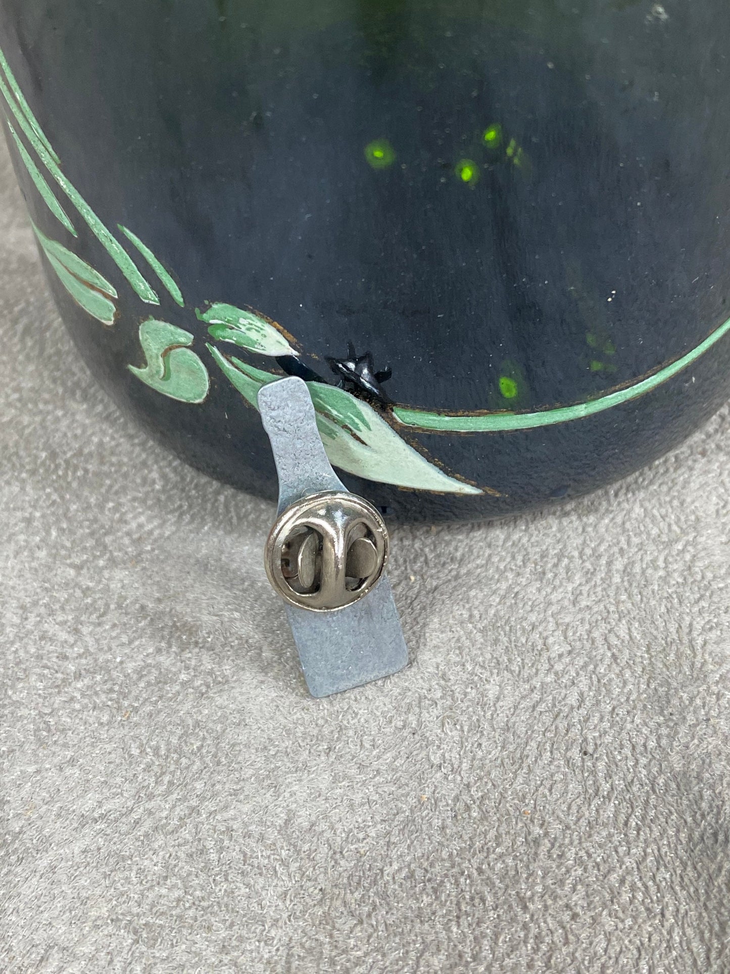 Perrier Jouet Belle Epoque metal pin in the shape of a vintage champagne bottle Made in France 1960s