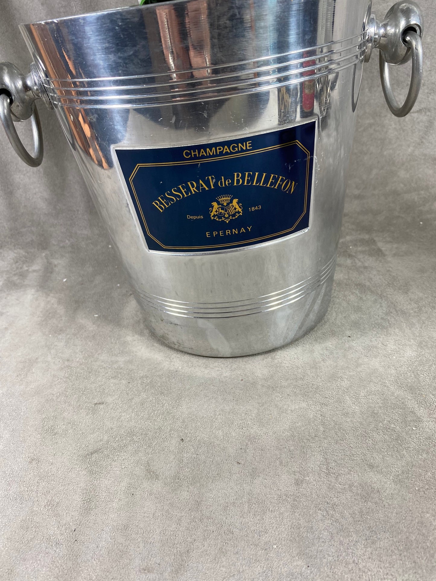 Seau à champagne en aluminium Champagne Besserat de Bellefon vintage Made in France