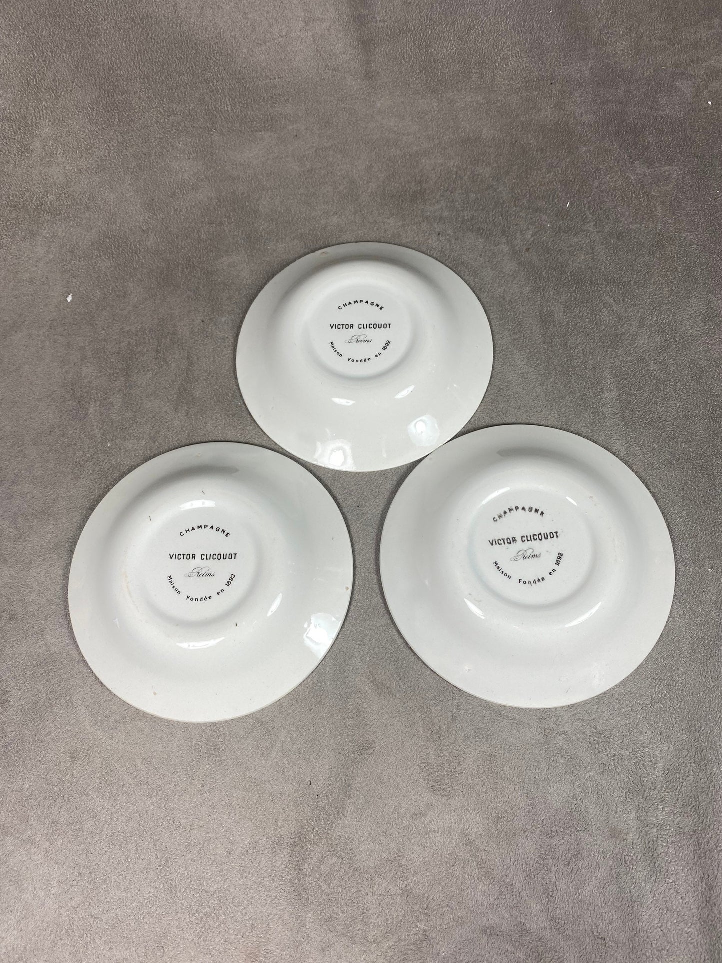Lot de 3 cendrier vintage en porcelaine champagne Victor Clicquot Cadeau Champagne Made in France
