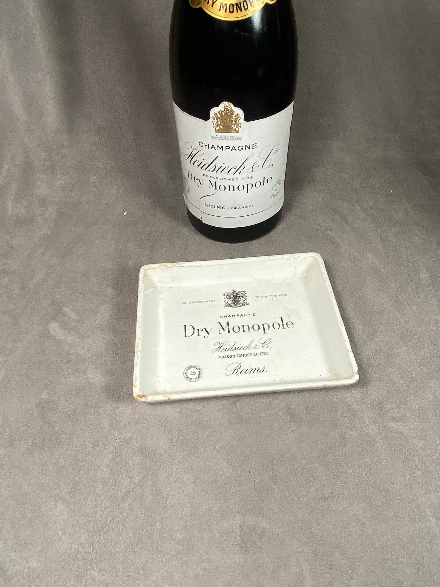 Cendrier en céramique vintage Keller et Guérin Lunéville champagne Heidsieck&Co Dry Monopole vintage Made in France
