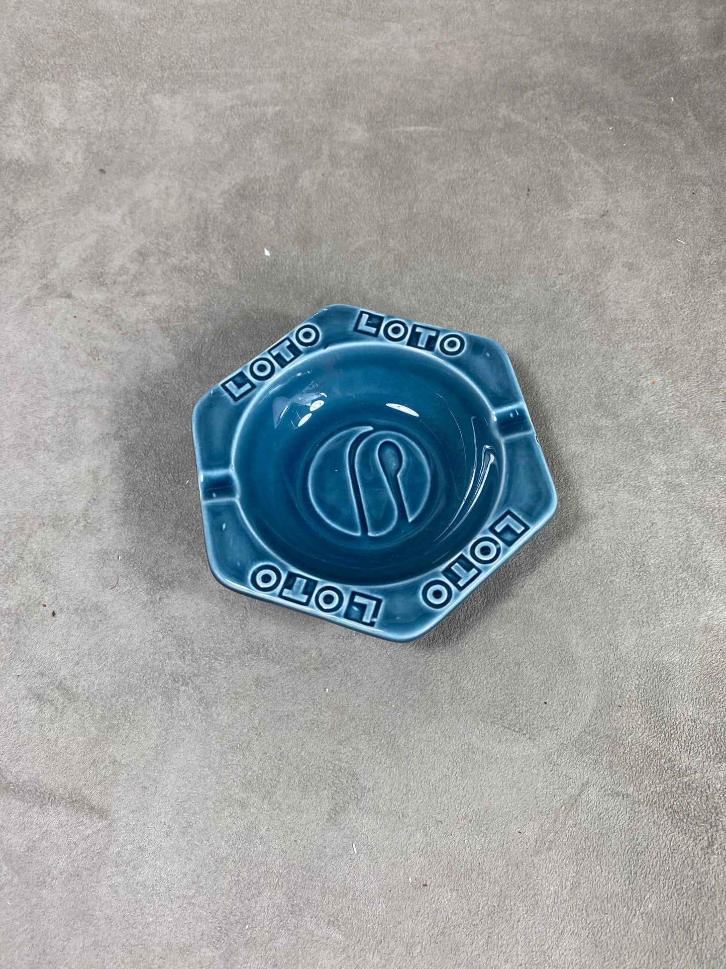 Loto ashtray blue ashtray Loto earthenware from Gien France vintage
