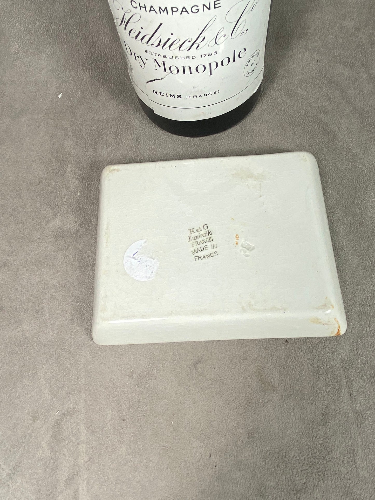 Cendrier en céramique vintage Keller et Guérin Lunéville champagne Heidsieck&Co Dry Monopole vintage Made in France