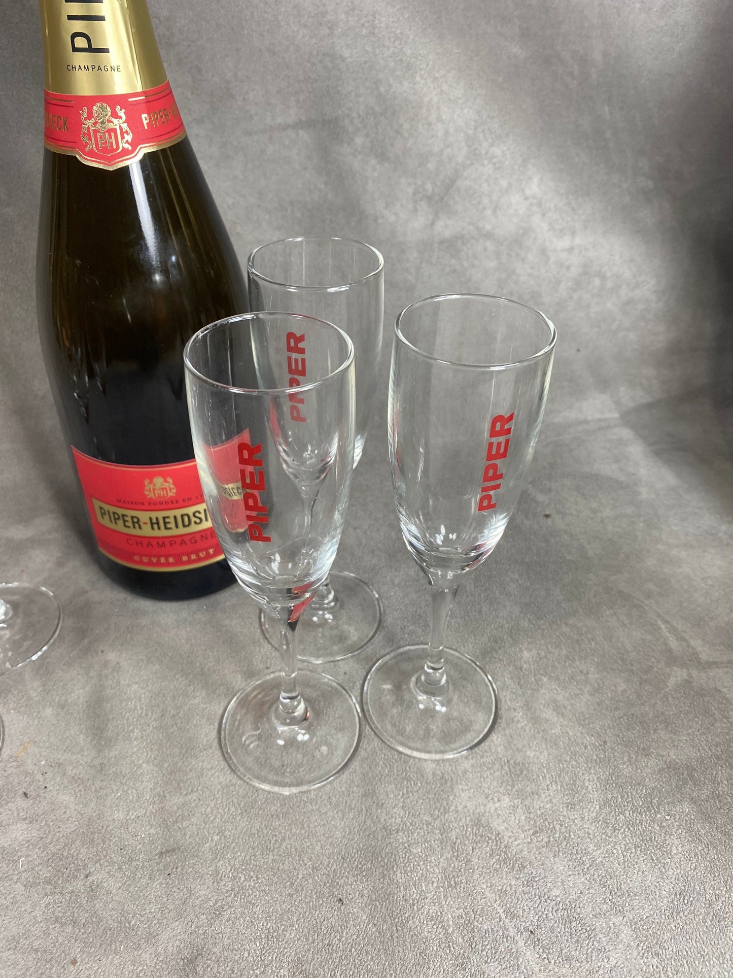 Set mit 6 Champagnerflöten aus Piper-Heidsieck-Reims-Glas, 1980er Jahre