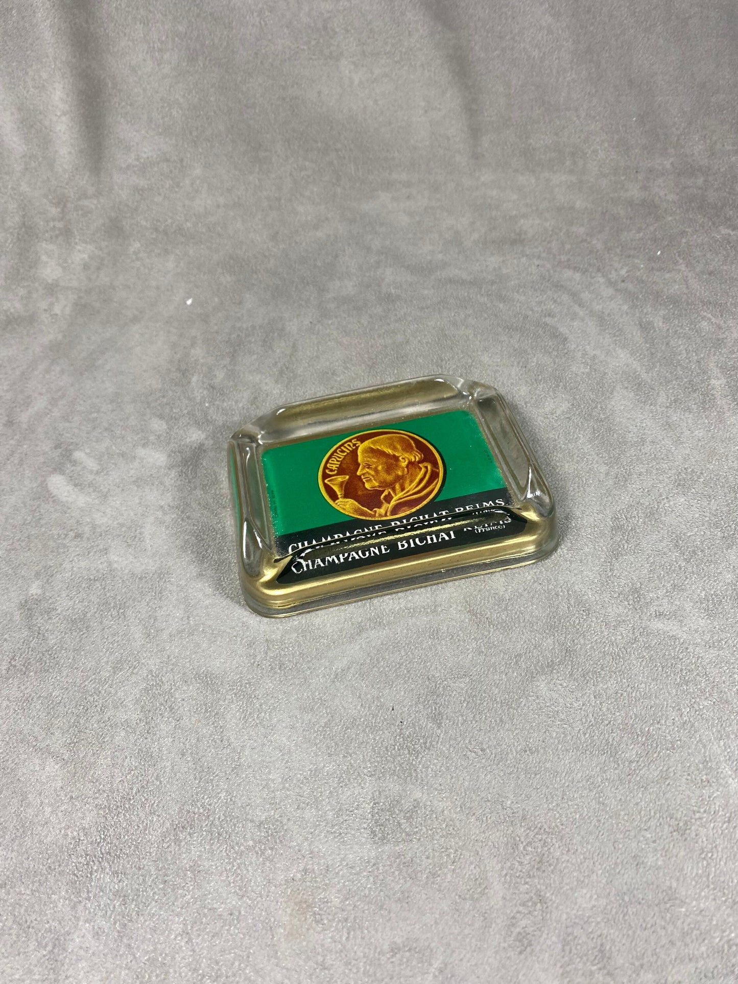 Bichat Champagner-Aschenbecher aus Glas 1950er Jahre Made in France