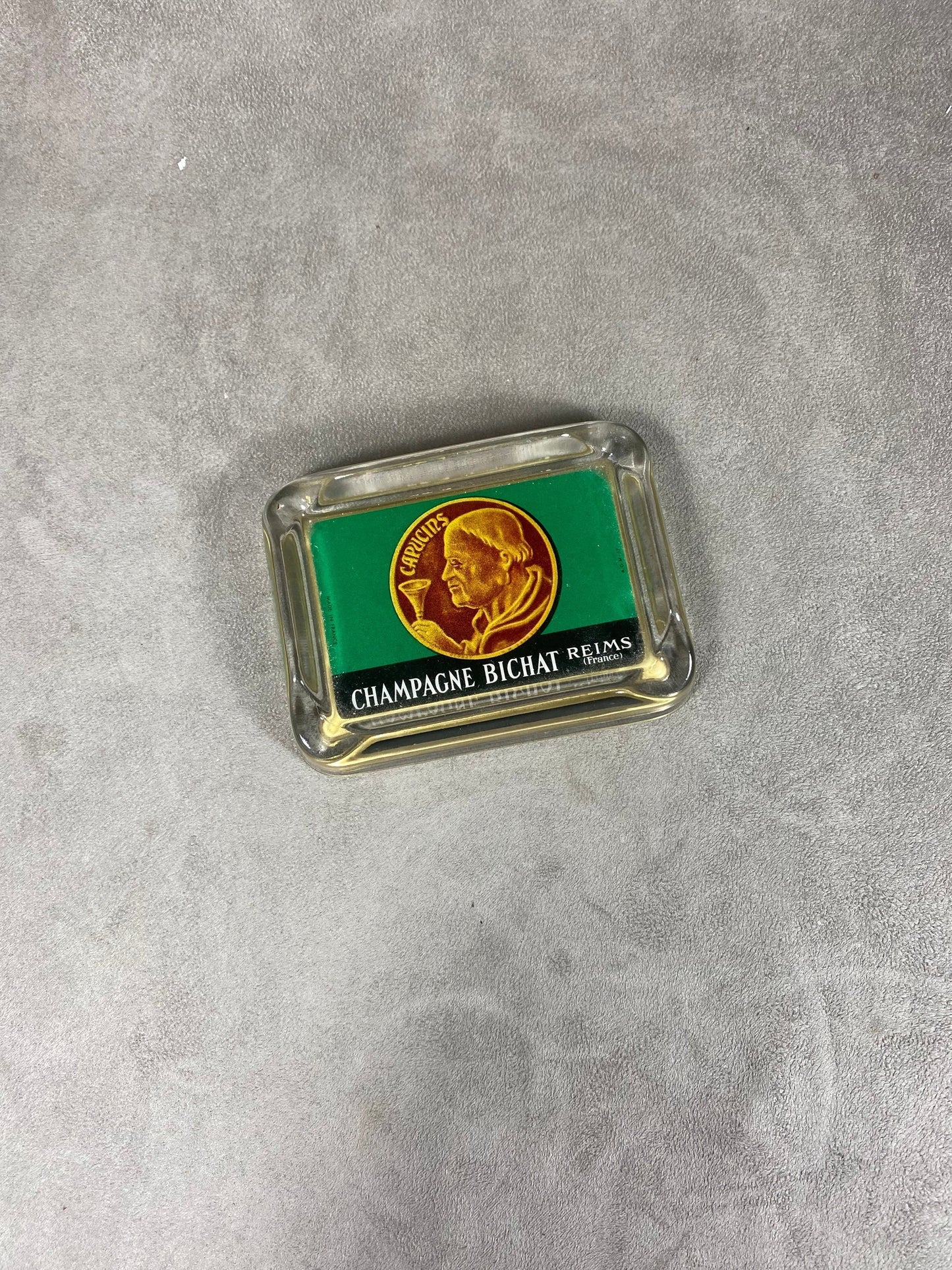 Bichat Champagner-Aschenbecher aus Glas 1950er Jahre Made in France