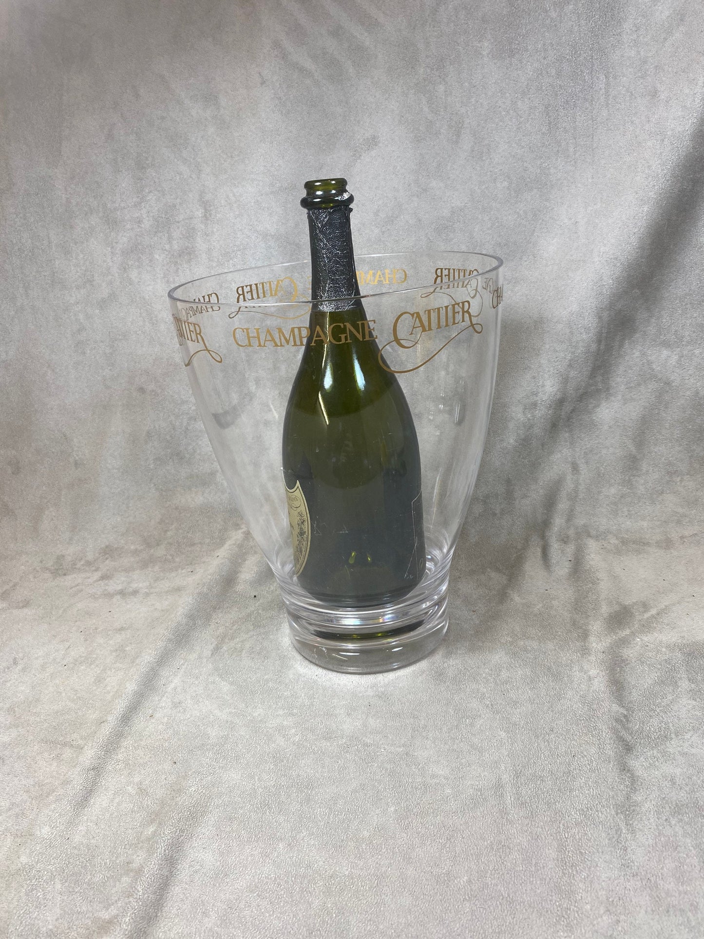 Seau à Champagne Cattier en plastique transparent vintage Made in France