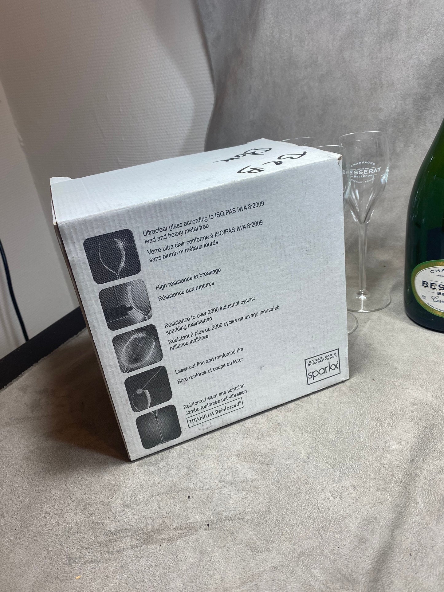 Lot de 6 coupes à champagne en verre Besserat de Bellefon vintage Made in France