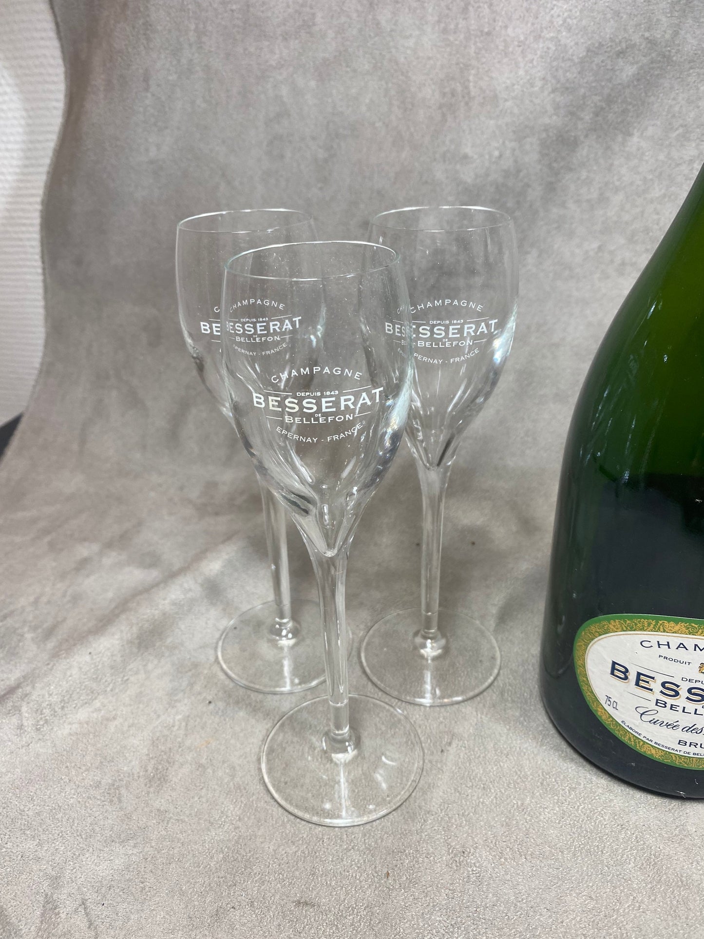Lot de 6 coupes à champagne en verre Besserat de Bellefon vintage Made in France