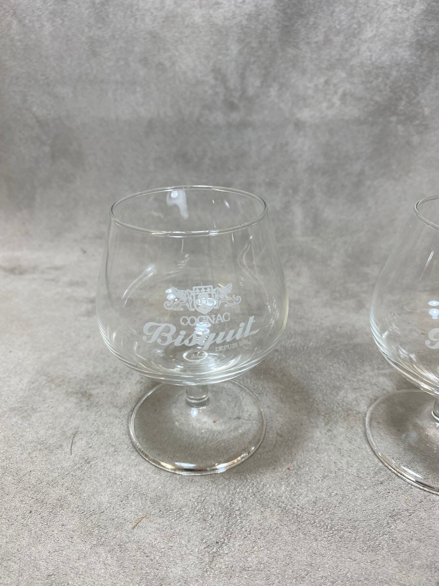 Set of 2 Vintage Cognac Bisquit Glasses Made in France