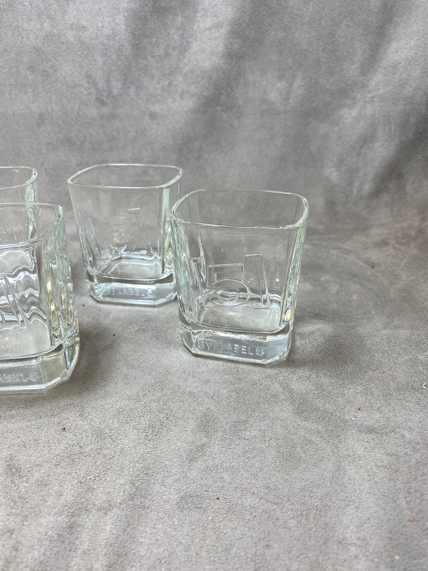 Set of 5 vintage Label 5 whisky glasses