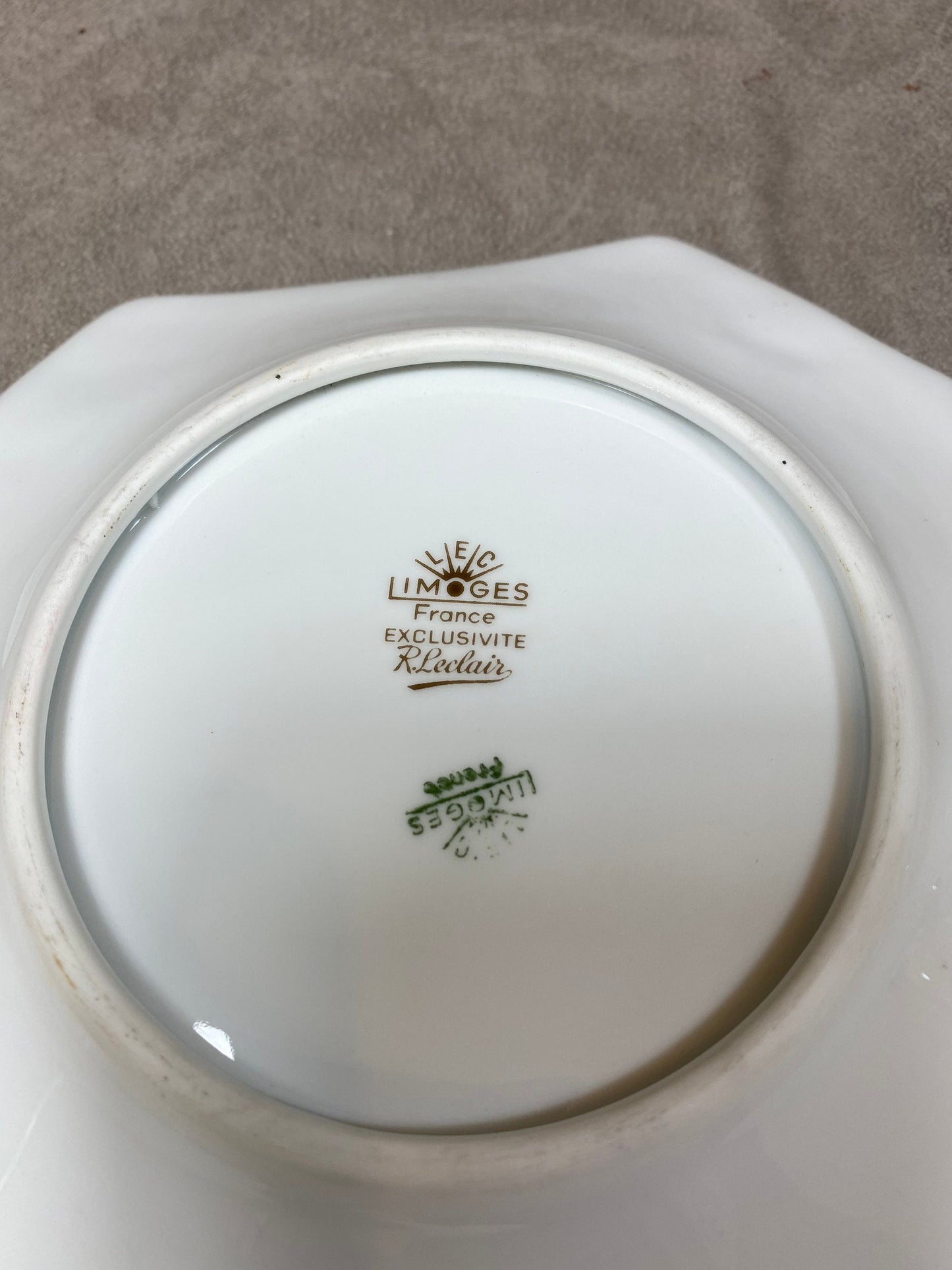 Vintage 1893 Limoges Porzellan Werbeaschenbecher, 1980er Jahre