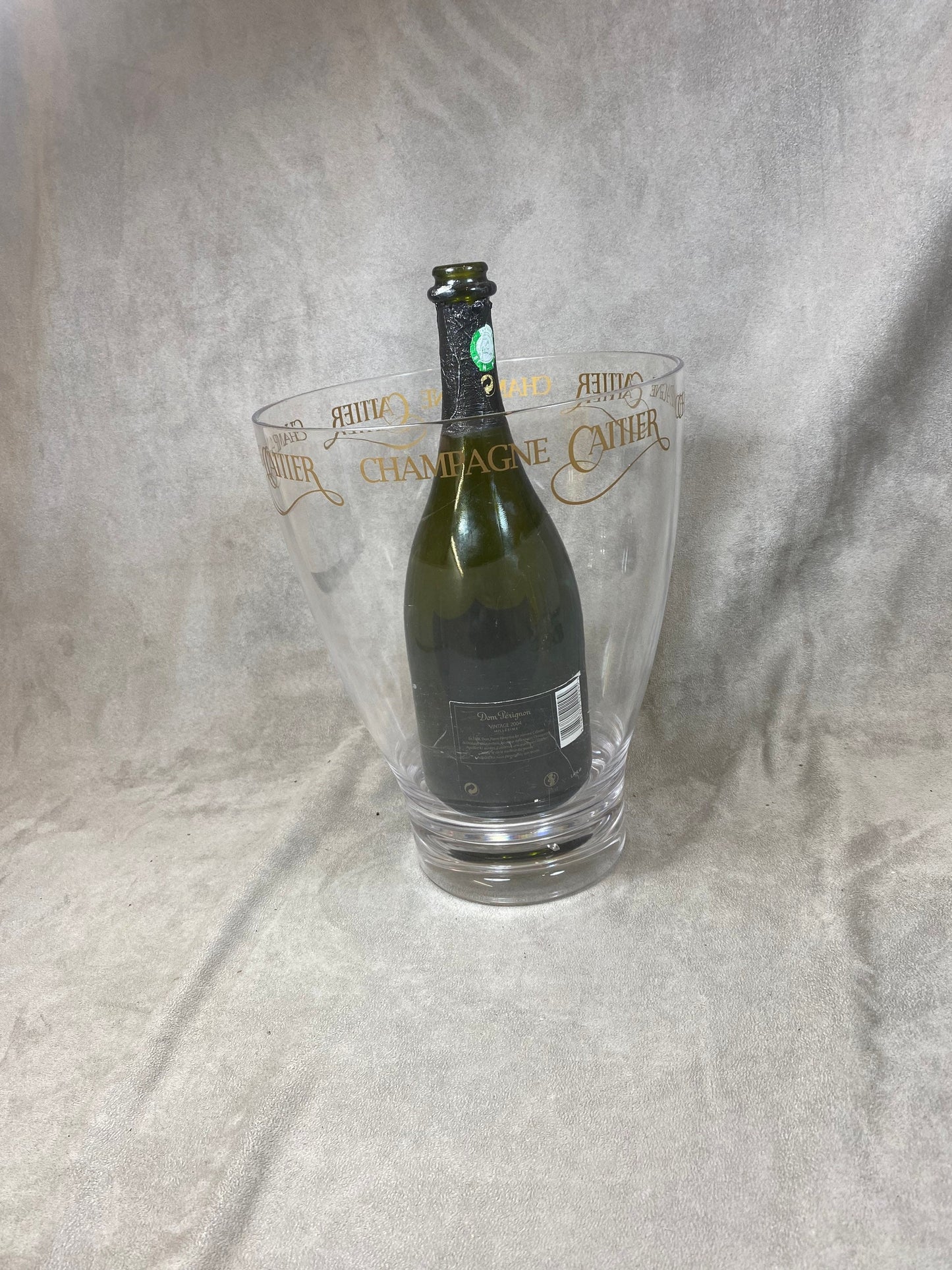 Seau à Champagne Cattier en plastique transparent vintage Made in France