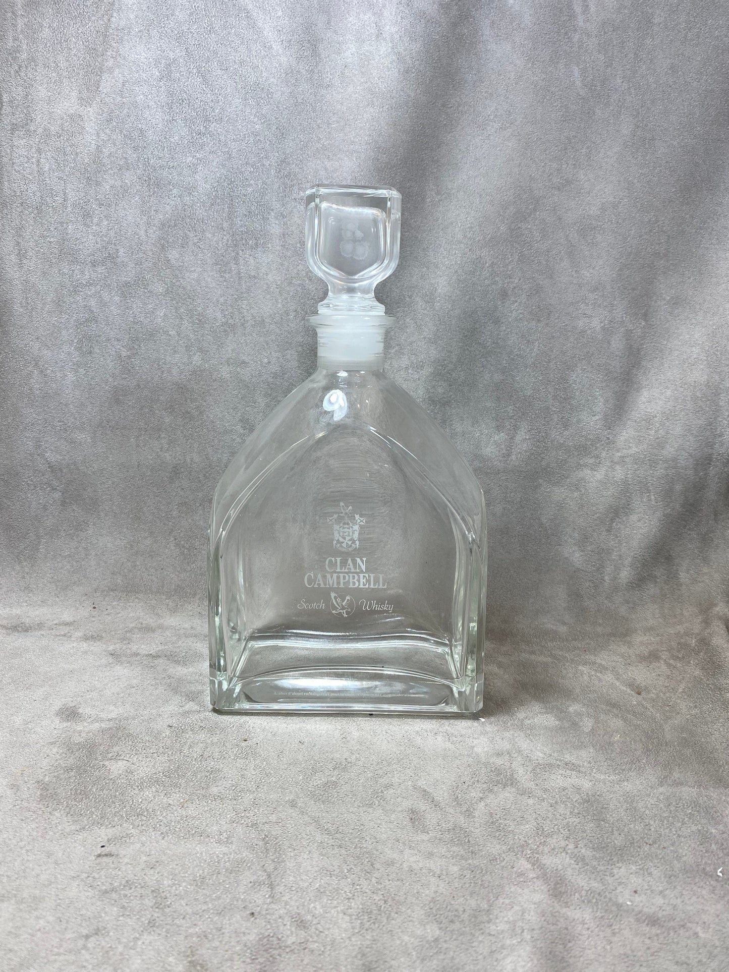 Vintage Clan Campbell whiskey glass decanter made in France