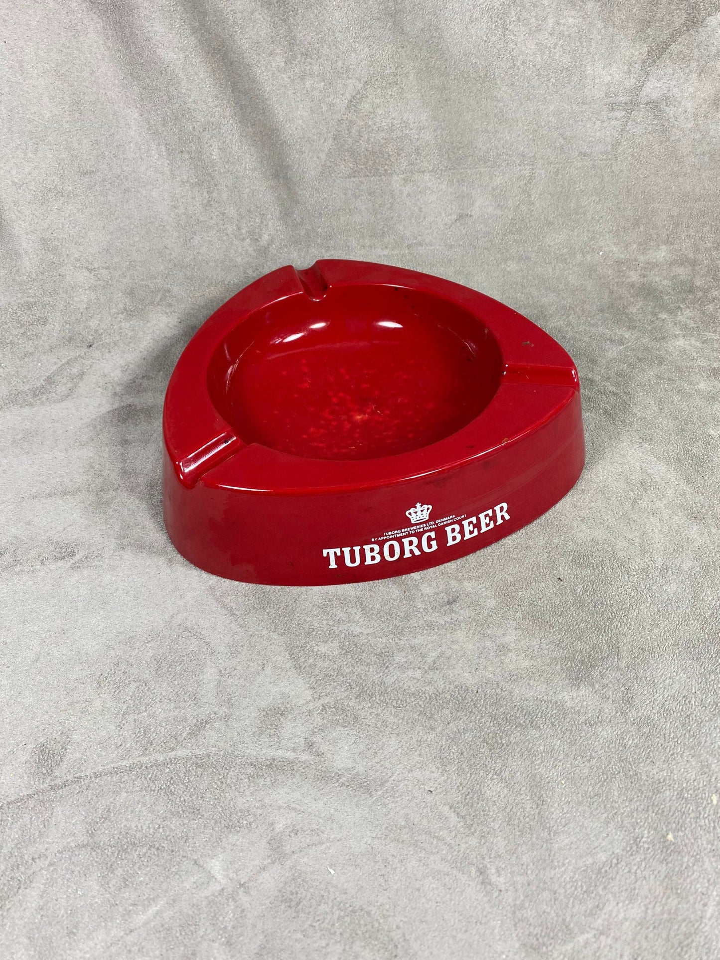 Vintage Tuborg Bier Rot Kunststoff Aschenbecher Made in Italy 1980er Jahre