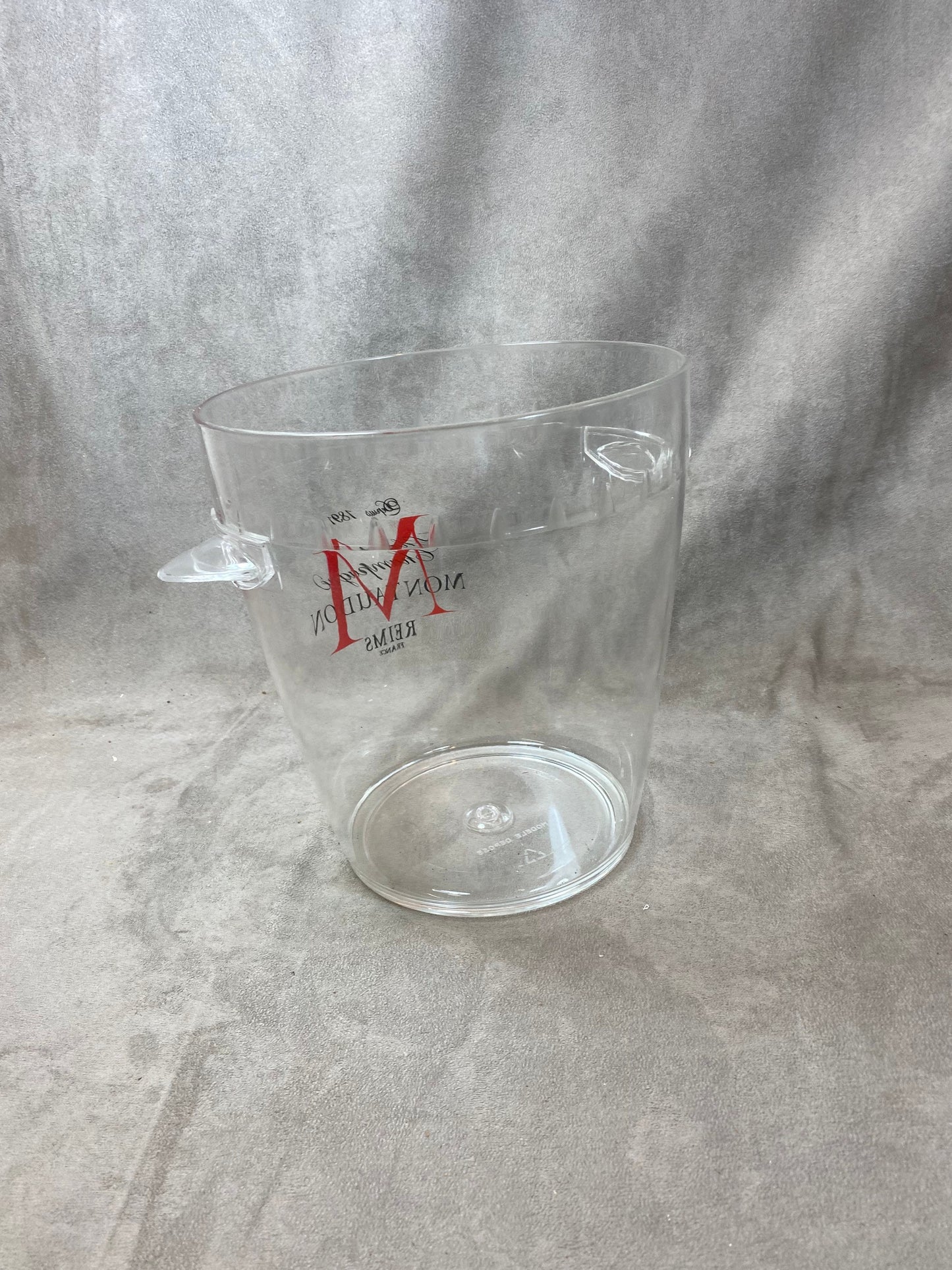 Seau à champagne Montaudon en plastique transparent Made in Italy Années 1980