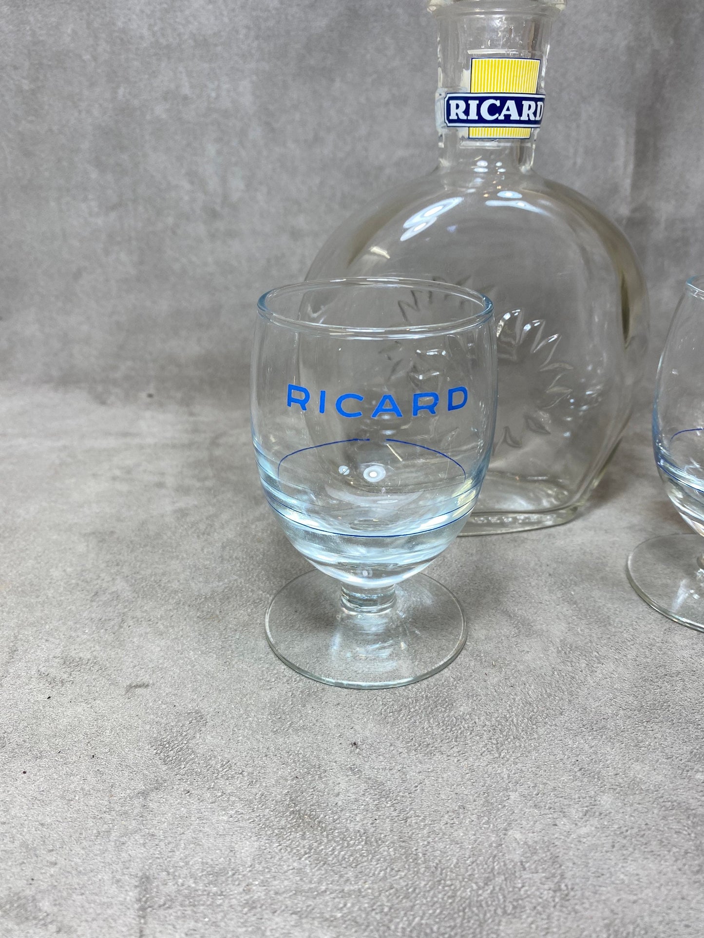 RICARD carafe and 2 vintage glasses advertising items | Made in France | 1970s