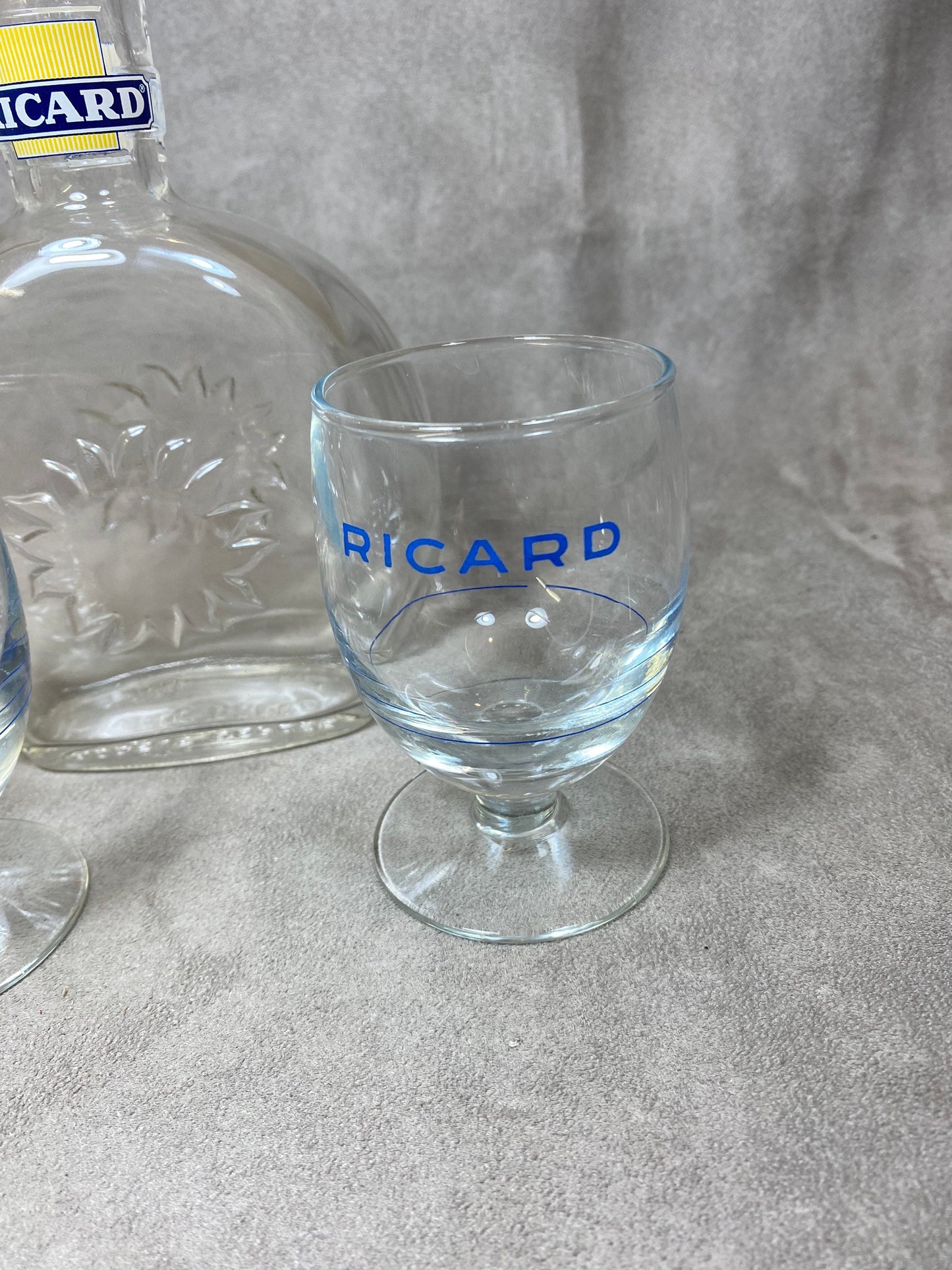 RICARD carafe and 2 vintage glasses advertising items | Made in France | 1970s