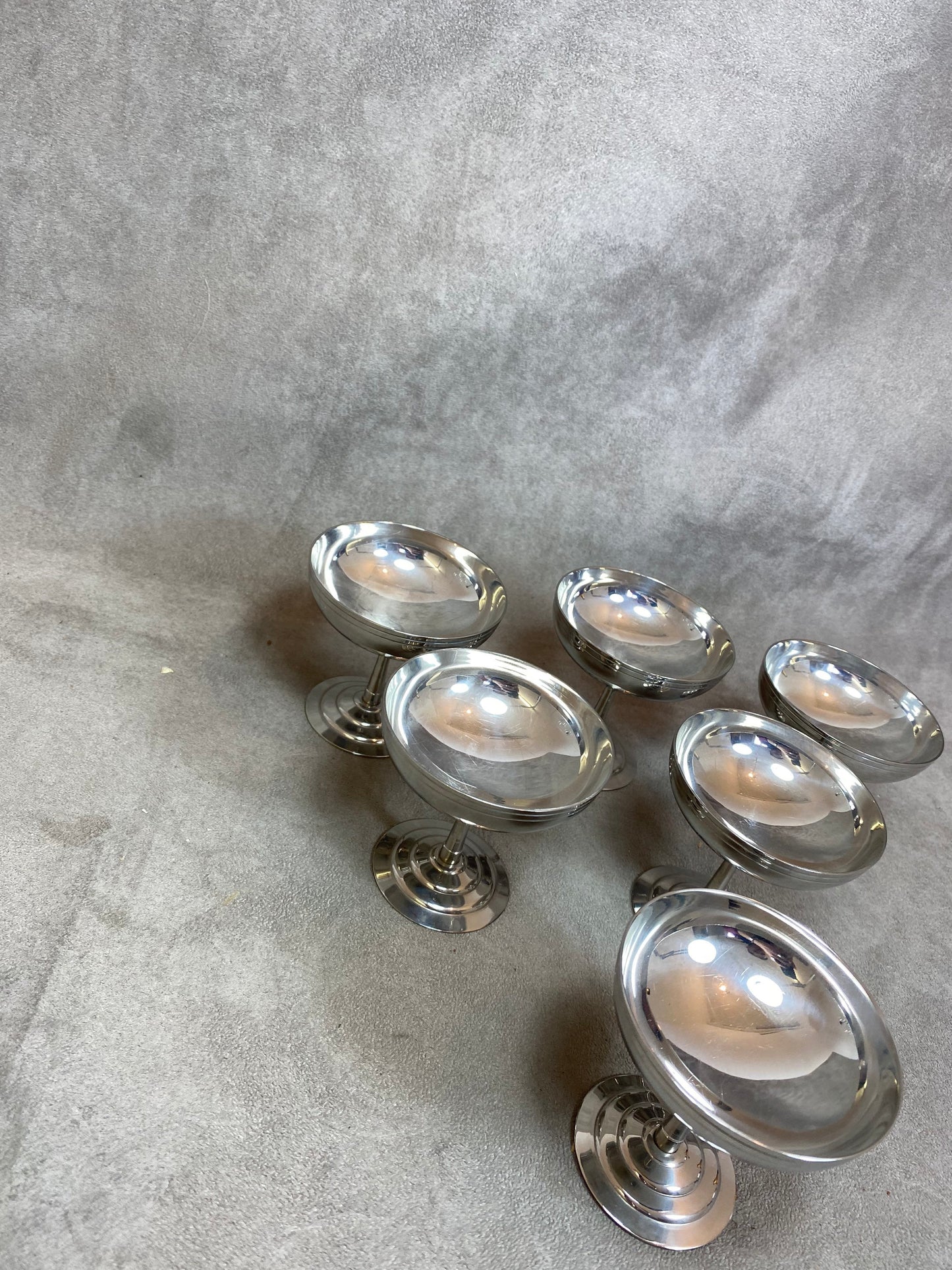 Lot de 6 coupes à glace Letang Remy en inox 18/10 vintage Made in France