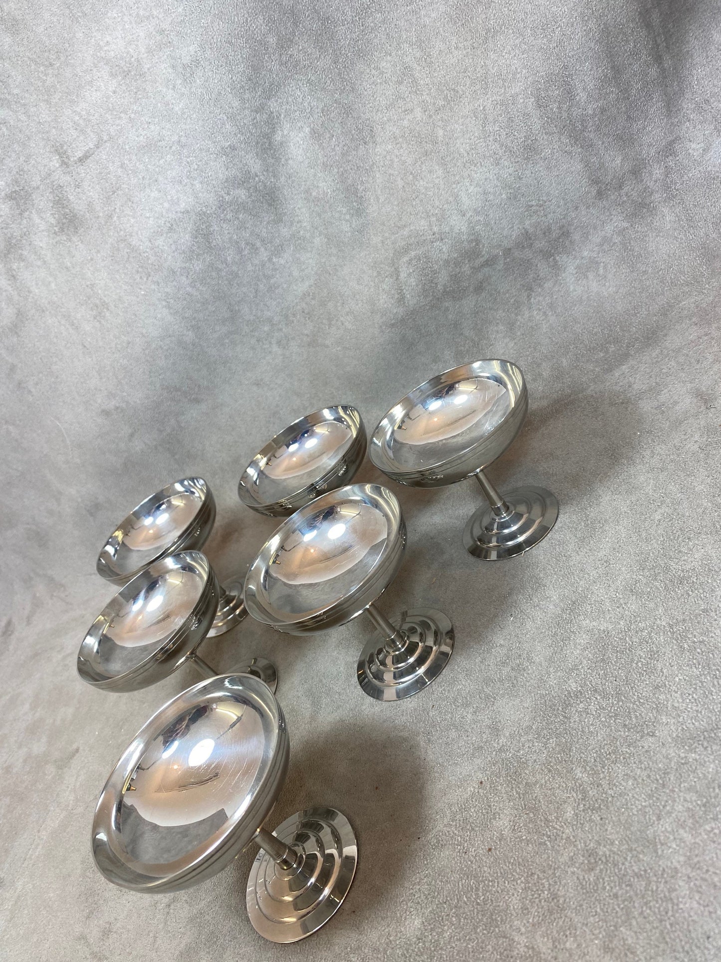 Lot de 6 coupes à glace Letang Remy en inox 18/10 vintage Made in France
