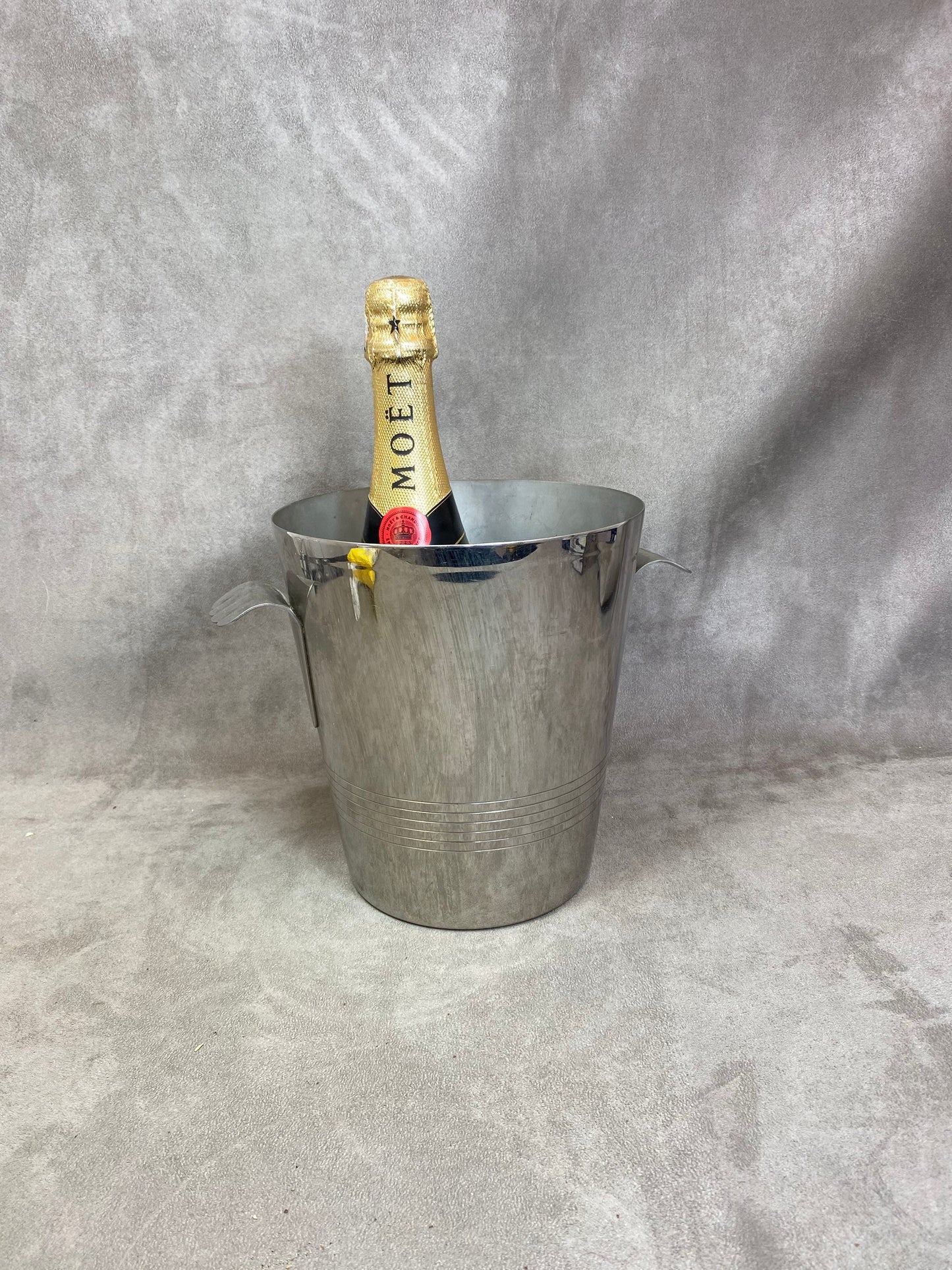 Magnifique seau à champagne en inox par Letang Remy Made in France Années 1970