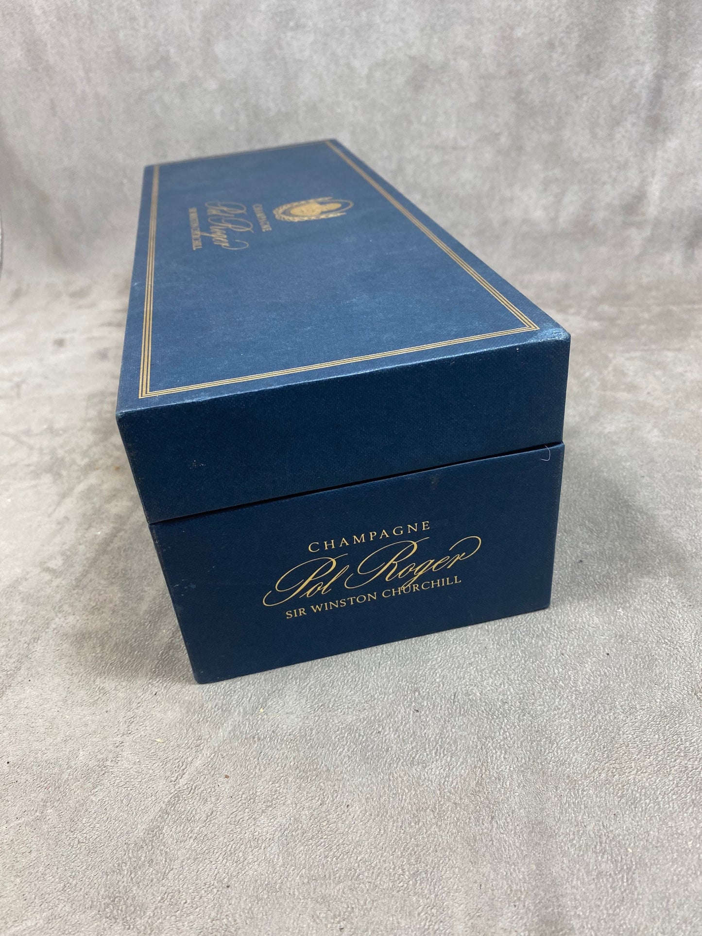 Blue Pol Roger box for Cuvée Sir Winston bottle Made in France 1980s