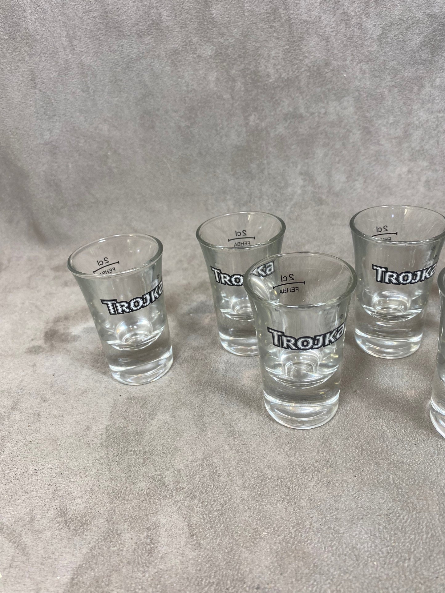 Set of 6 vintage TROJKA glass spirits and shooters