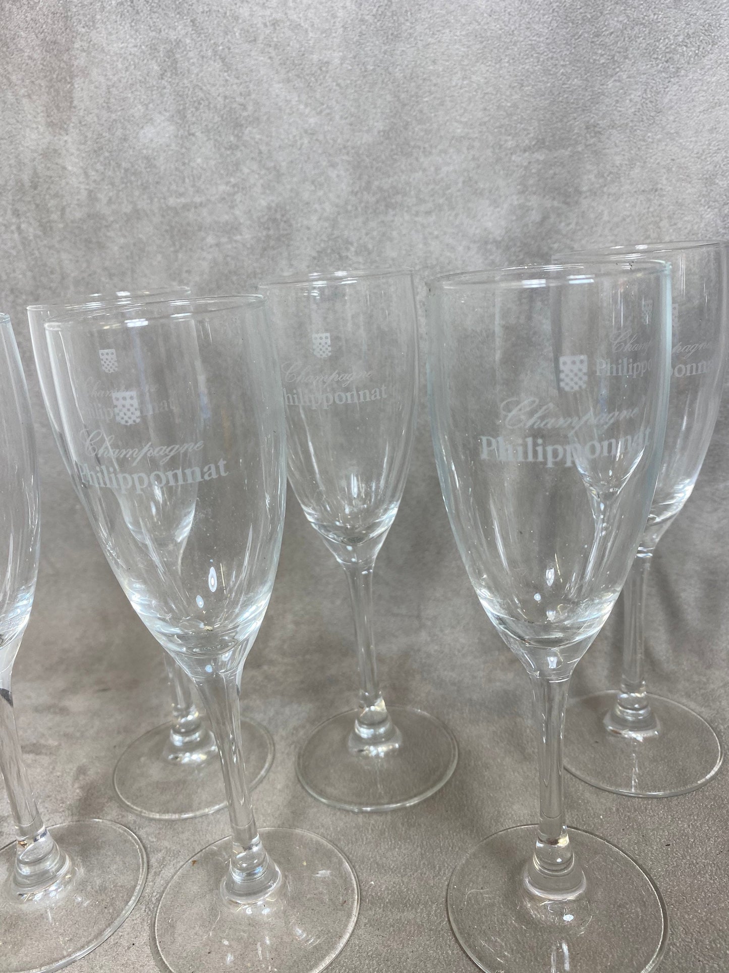 Lot de 6 Flûtes Philipponnat en verre vintage made in France Années 1970