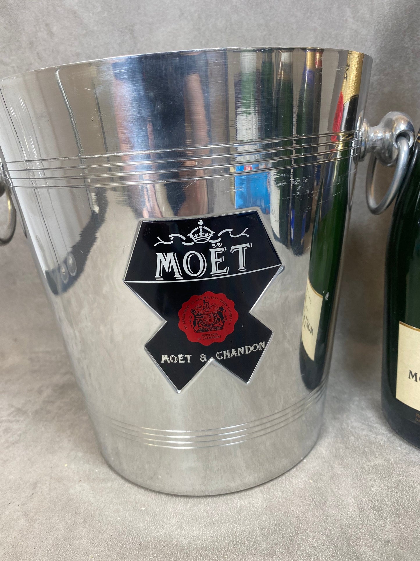 RARE Seau à champagne pour magnum en aluminium Möet & Chandon vintage 1970 Made in France