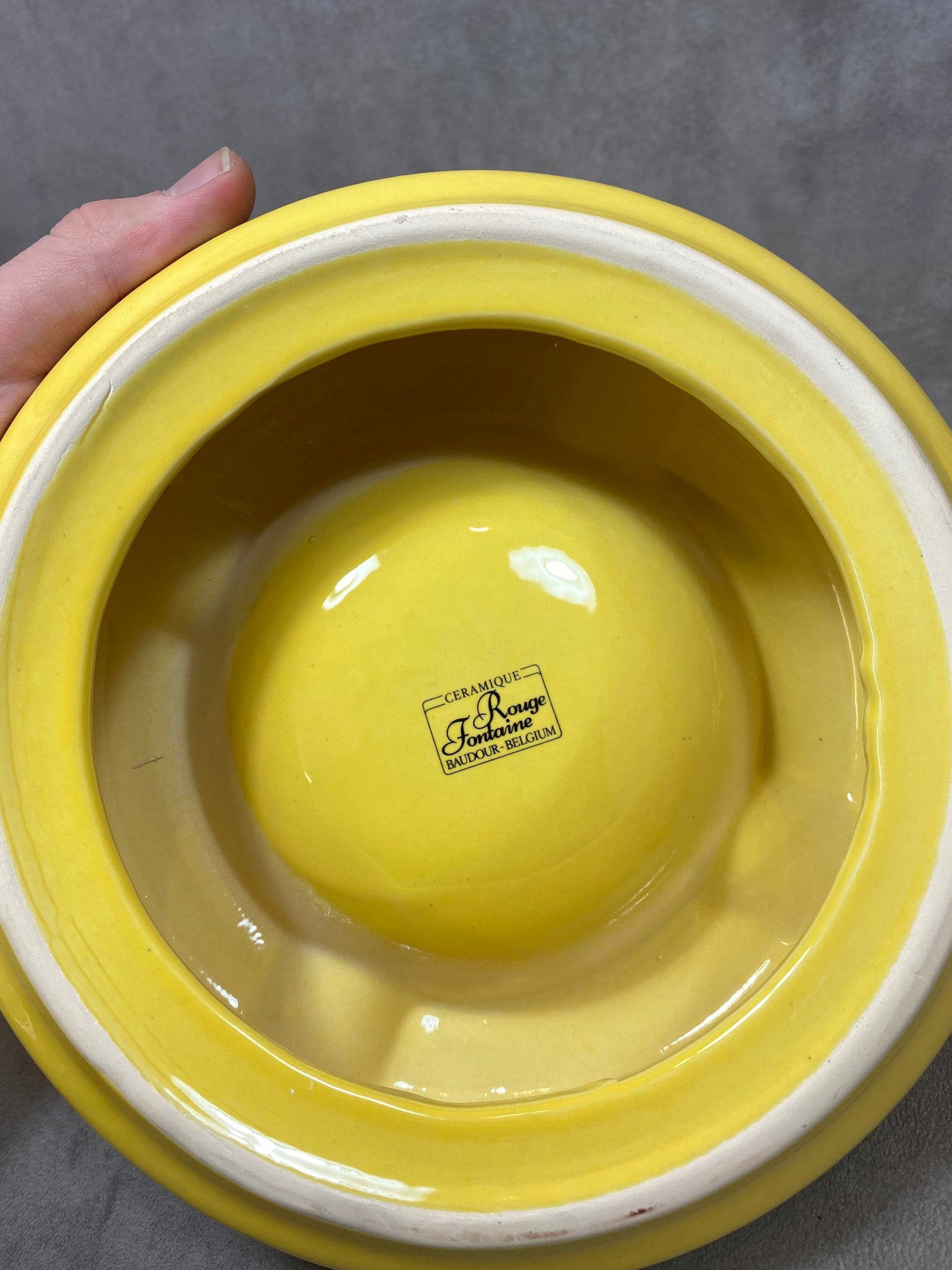 Vintage yellow ceramic Delbeck champagne ashtray Made in France 1980s